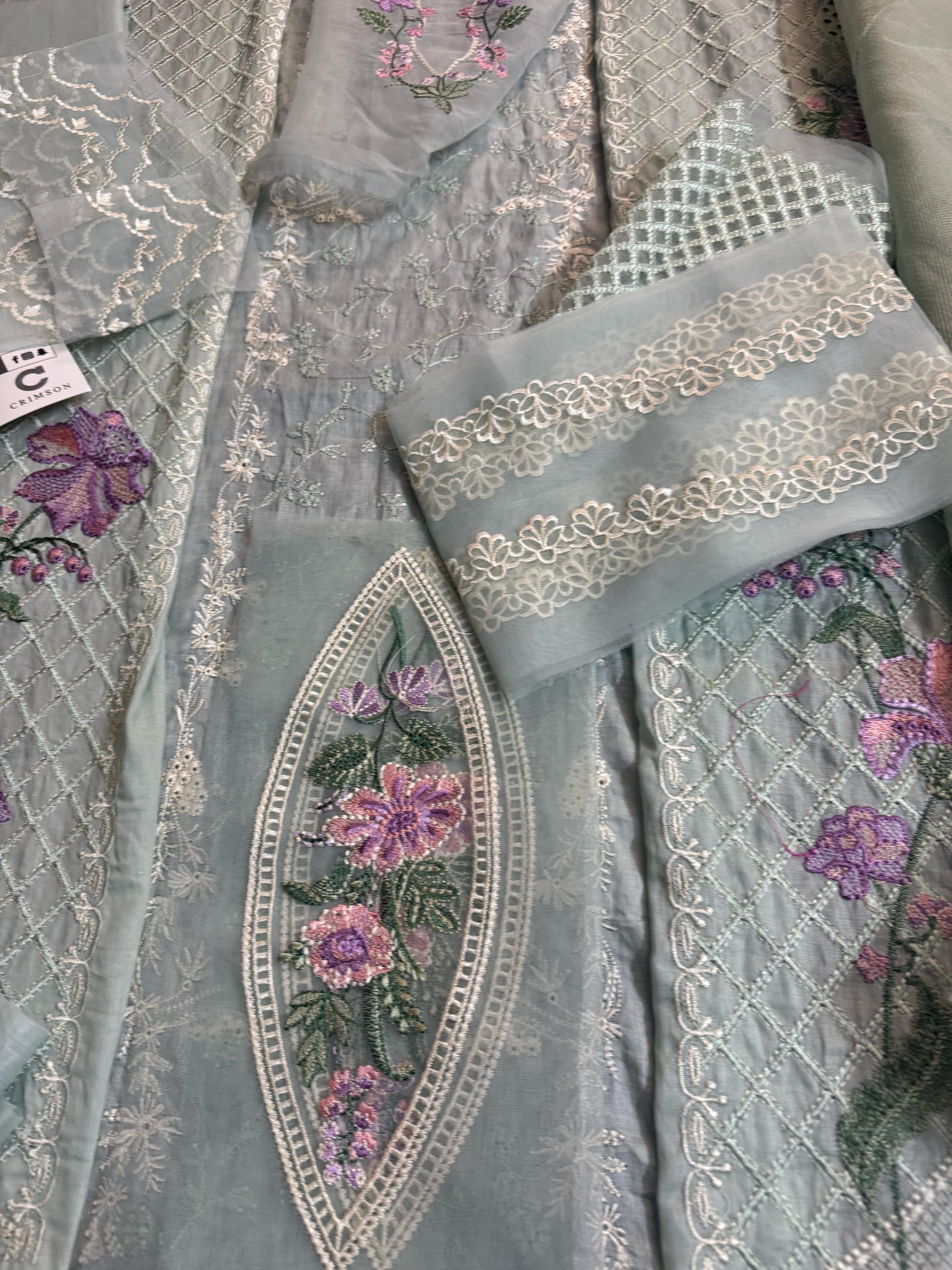 Crimson Luxury Lawn 2025 | Flow Spring Summer Mint Pastel Elegance