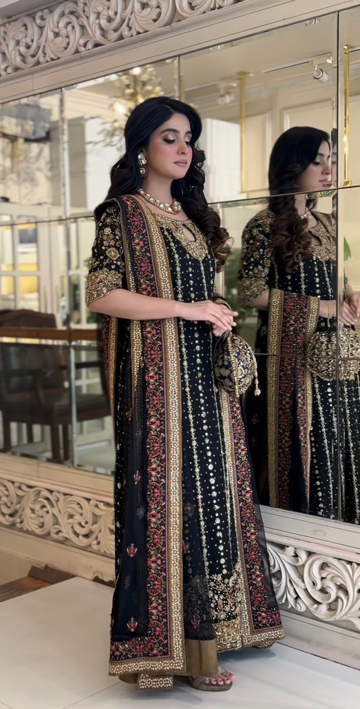Haris Shakeel Wedding Edition – Black Shisha Silk Embroidered Dress