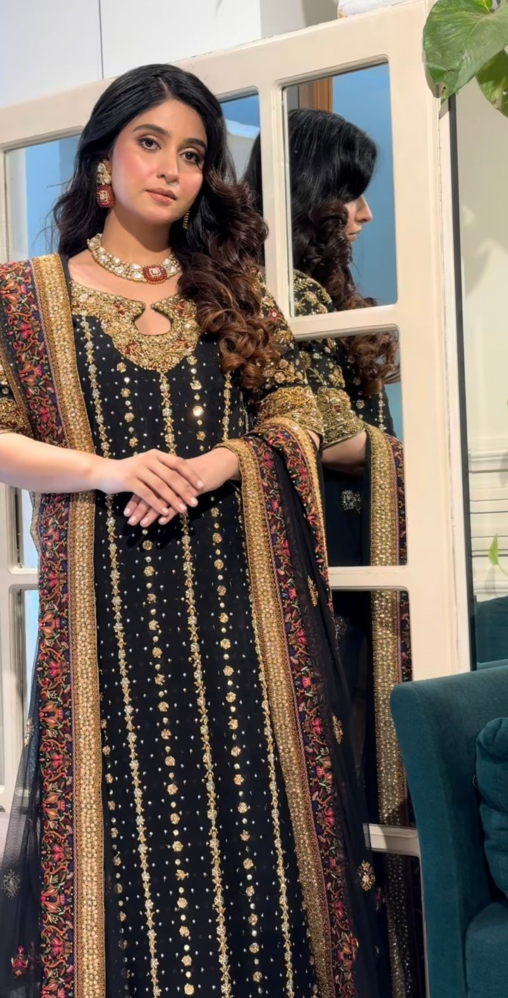 Haris Shakeel Wedding Edition – Black Shisha Silk Embroidered Dress