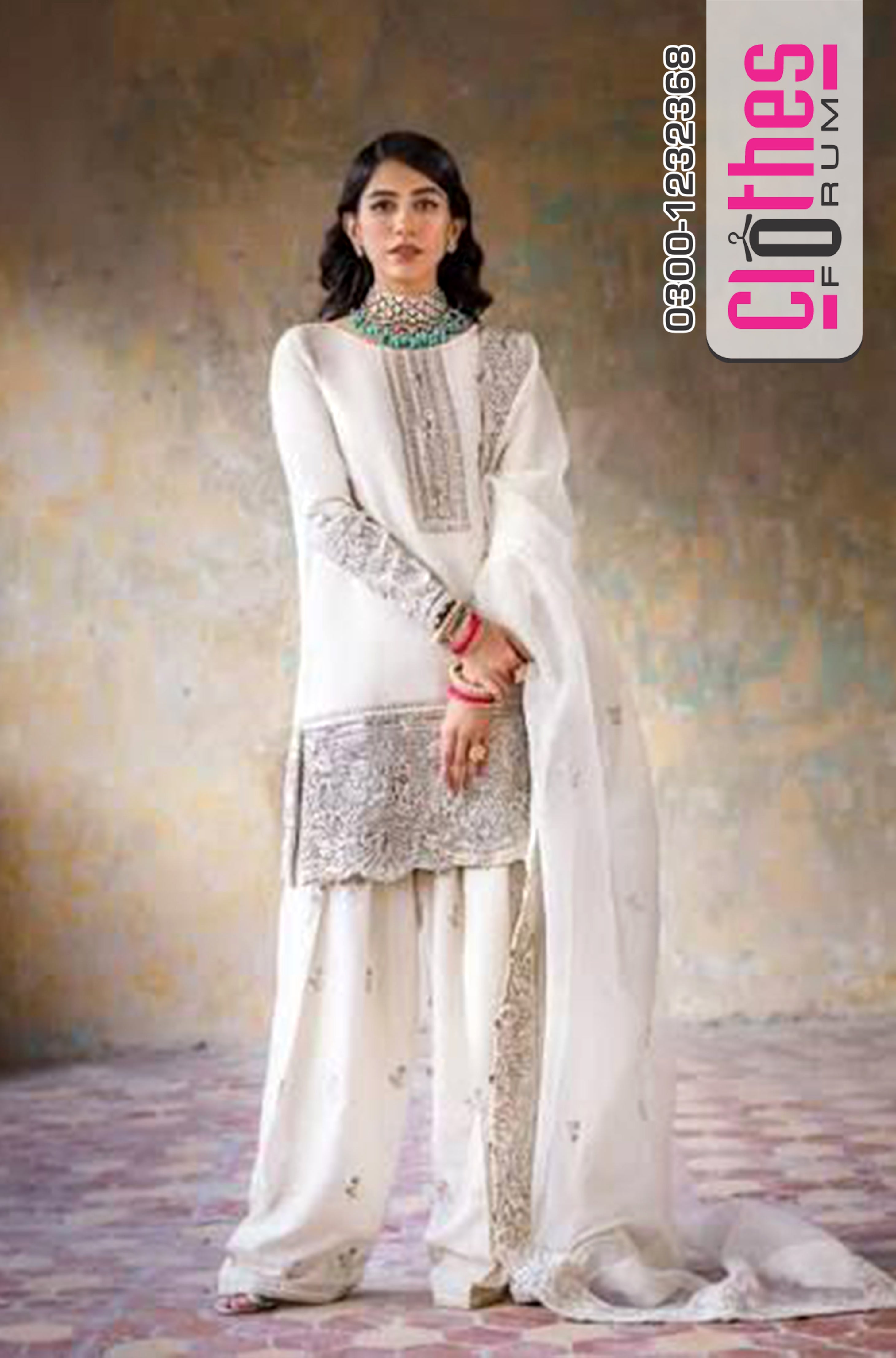 Erum Khan White Chiffon Bridal Dress – Elegant Wedding Edition Ensemble