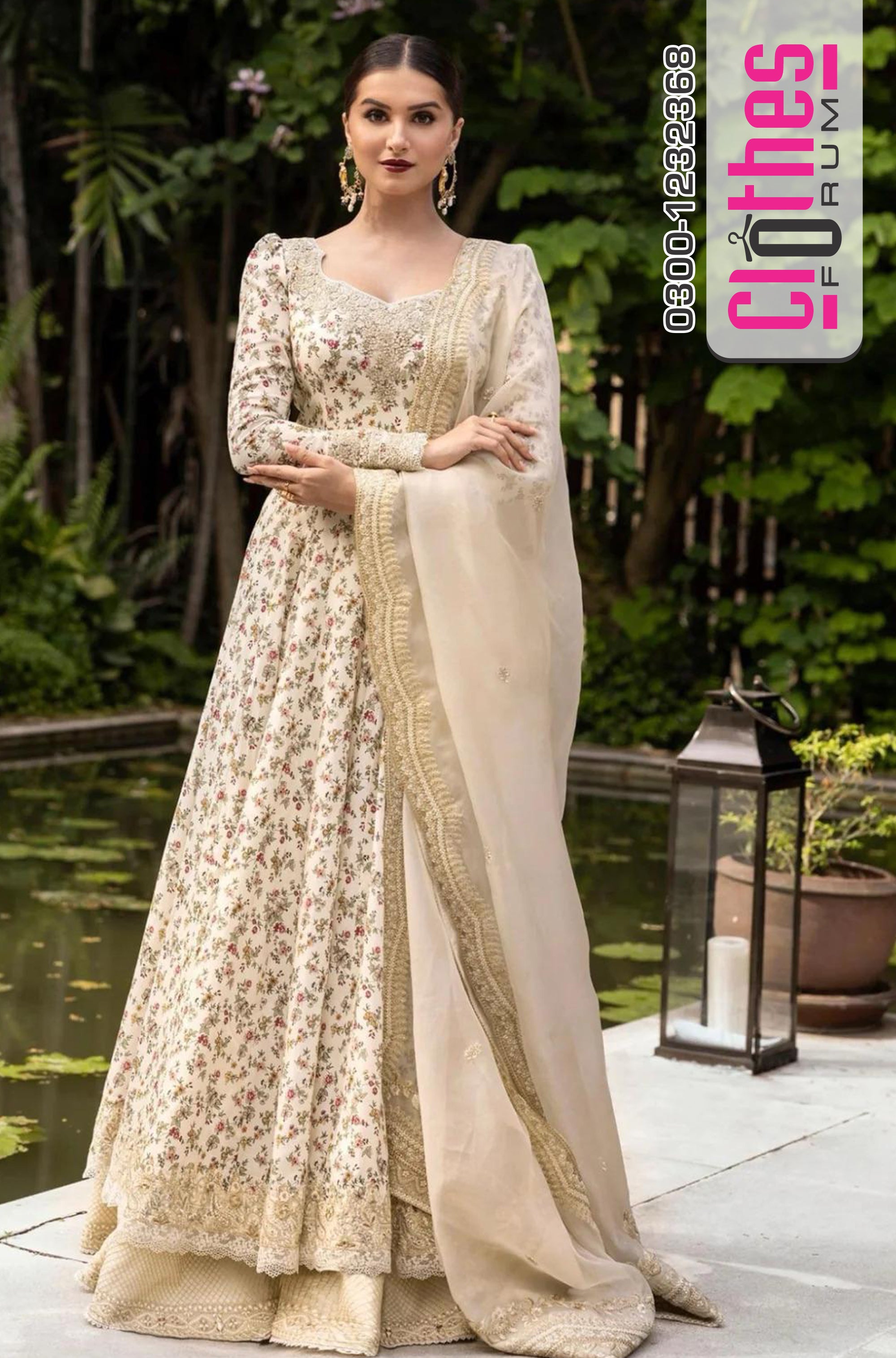 Faiza Saqlain – Ivory Blossom | Luxury Lawn 2025