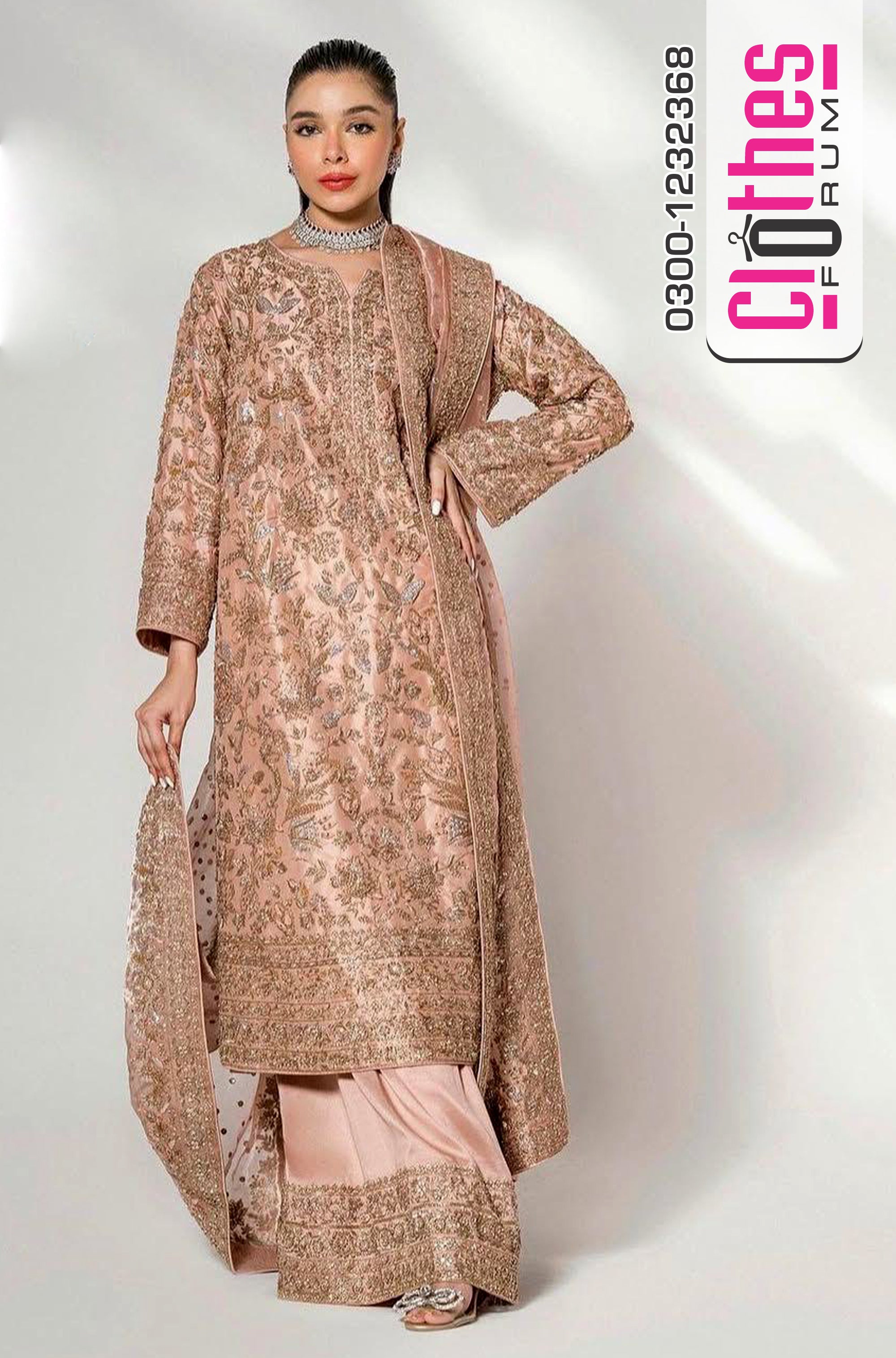 Regal Rose Gold – Honey Waqar Pakistani Formal Wedding Ensemble