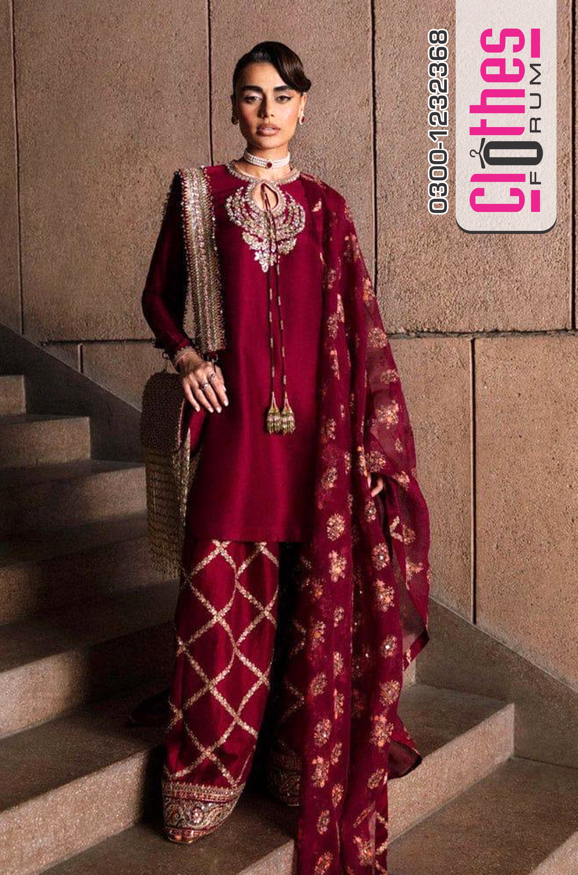Hussain Rehar – Maroon Majesty | Wedding Edition Luxury Pret Eid '25