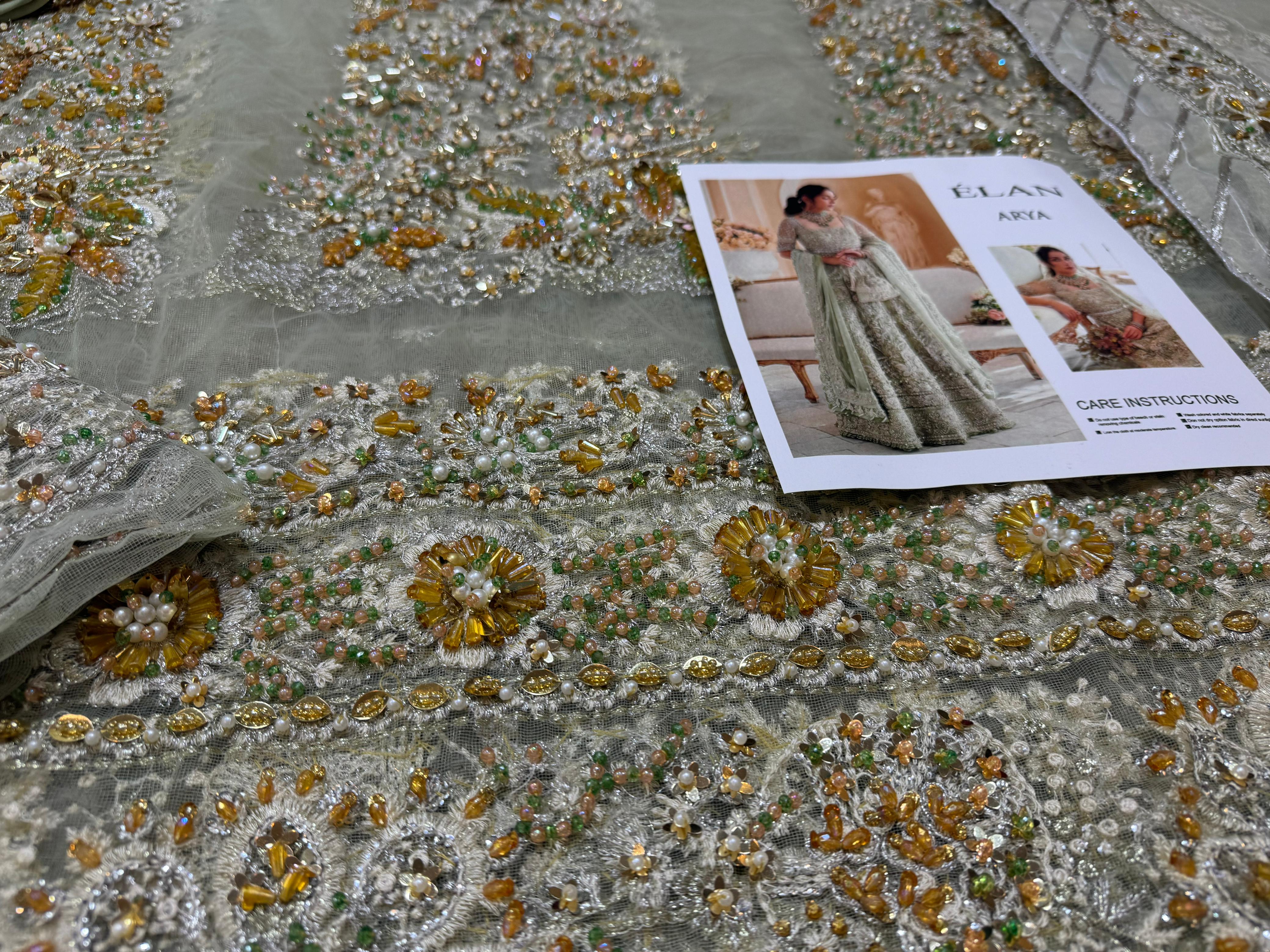 Elan Arya Pistachio Embellished Heritage Peshwas