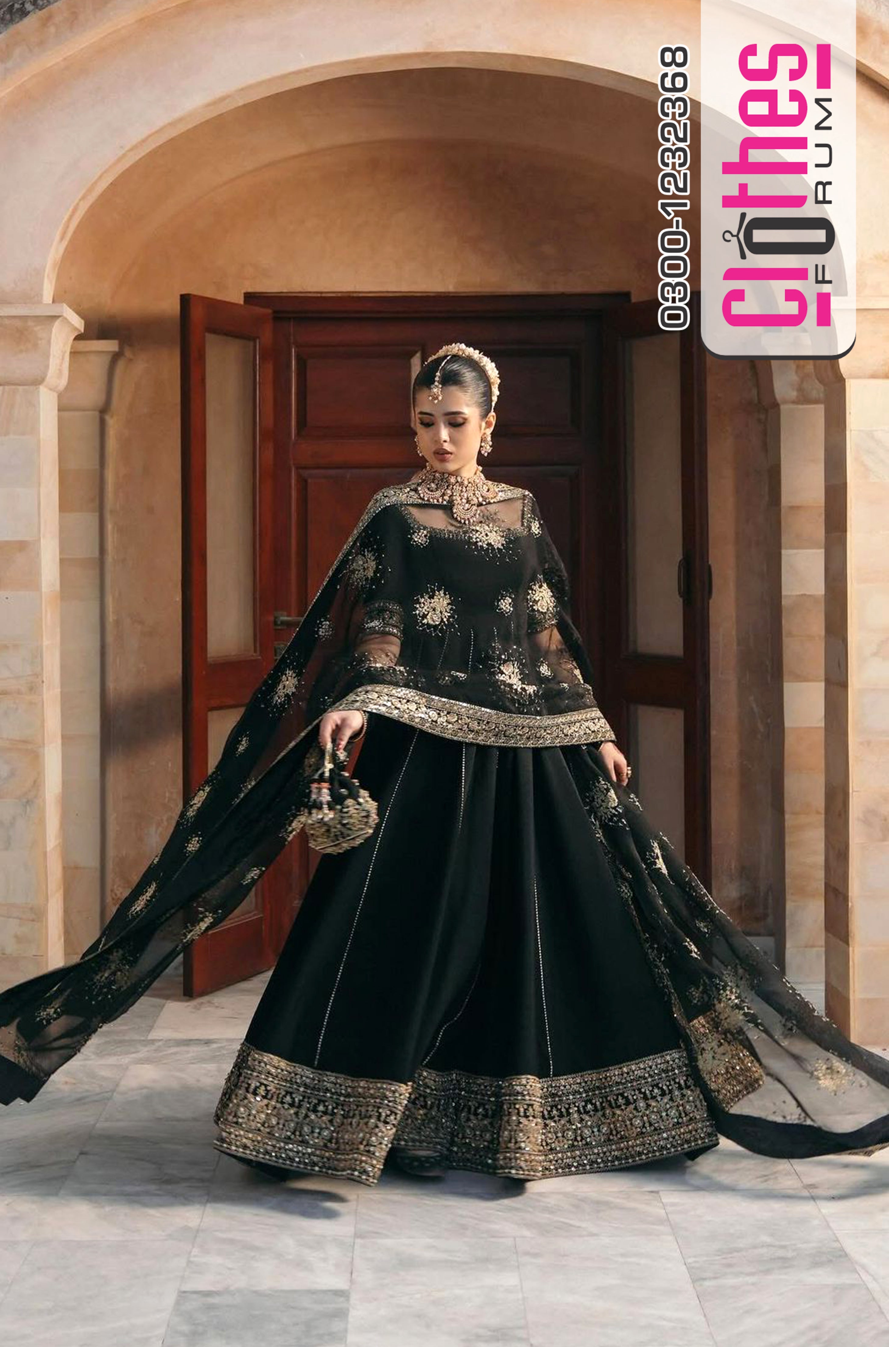 Kanwal Malik Black Wedding Edition Pishwas – Elegant Korean Silk Ensemble