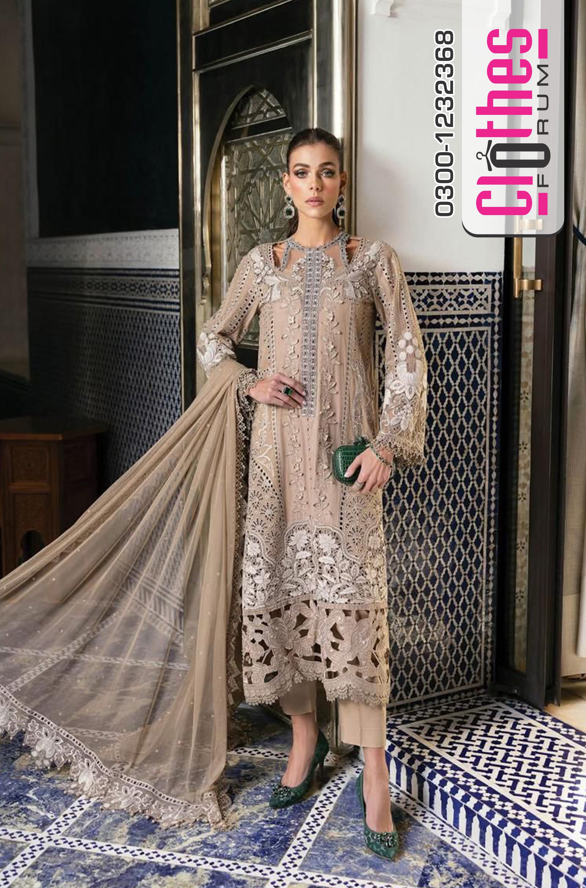 Maria B Voyage a'LUXE x Morocco – Unstitched Lawn Cotton Suit | Timeless Elegance for the Modern Muse