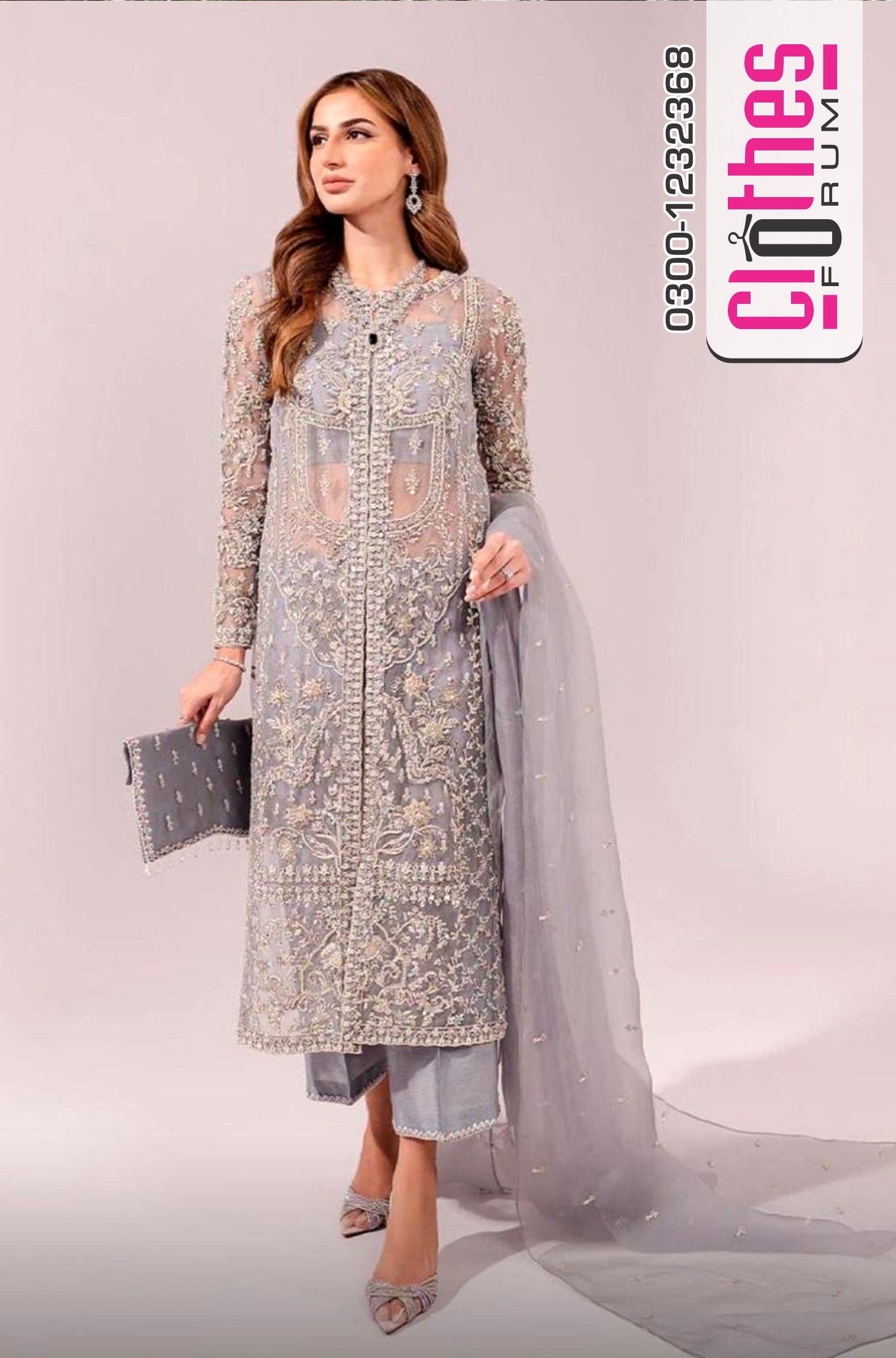 Kanwal Malik Bridal Chiffon – Grey Wedding Edition Dress