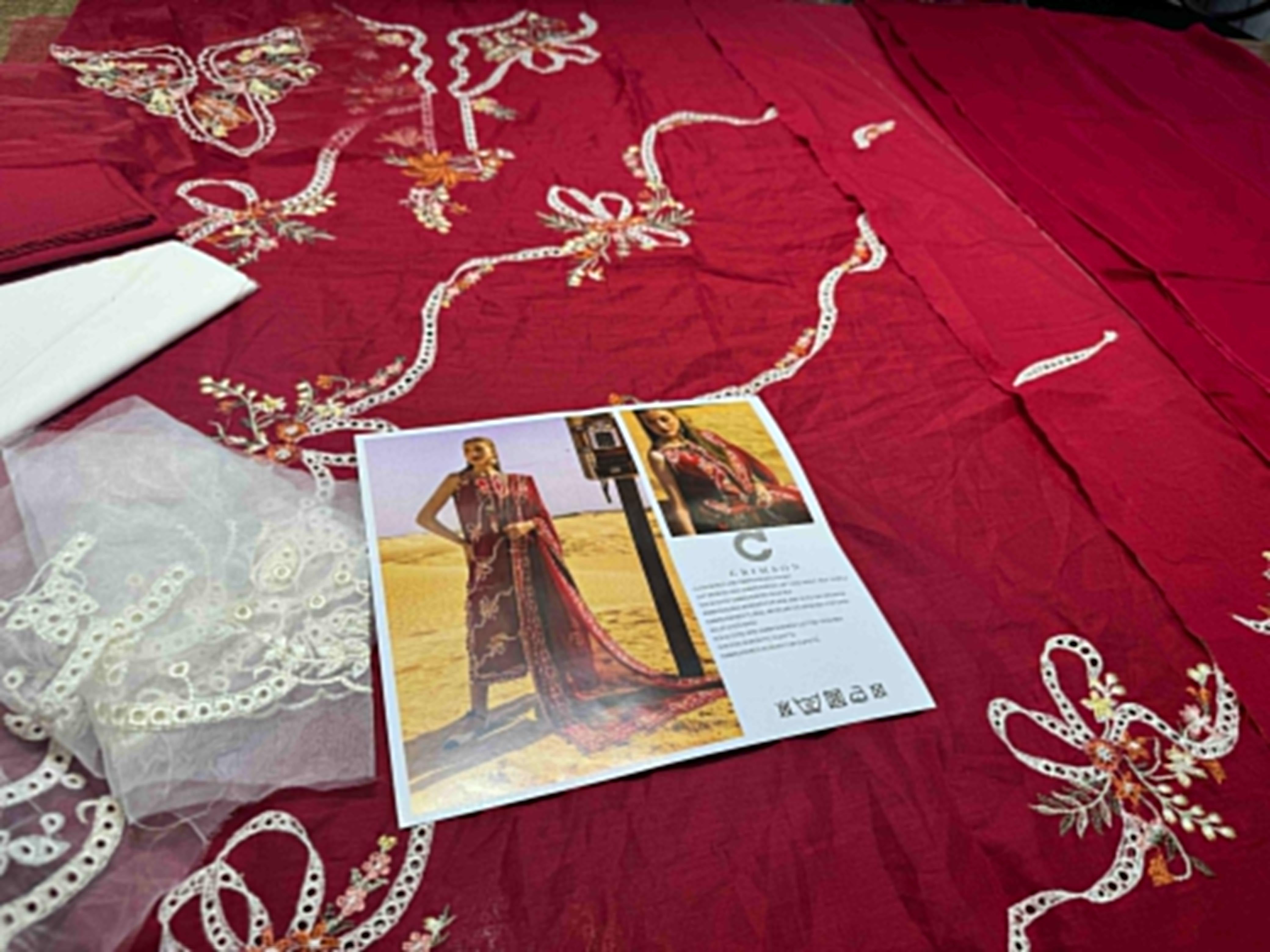 Crimson x Xenia – Scarlet Dusk | Flow Luxury Lawn 2025