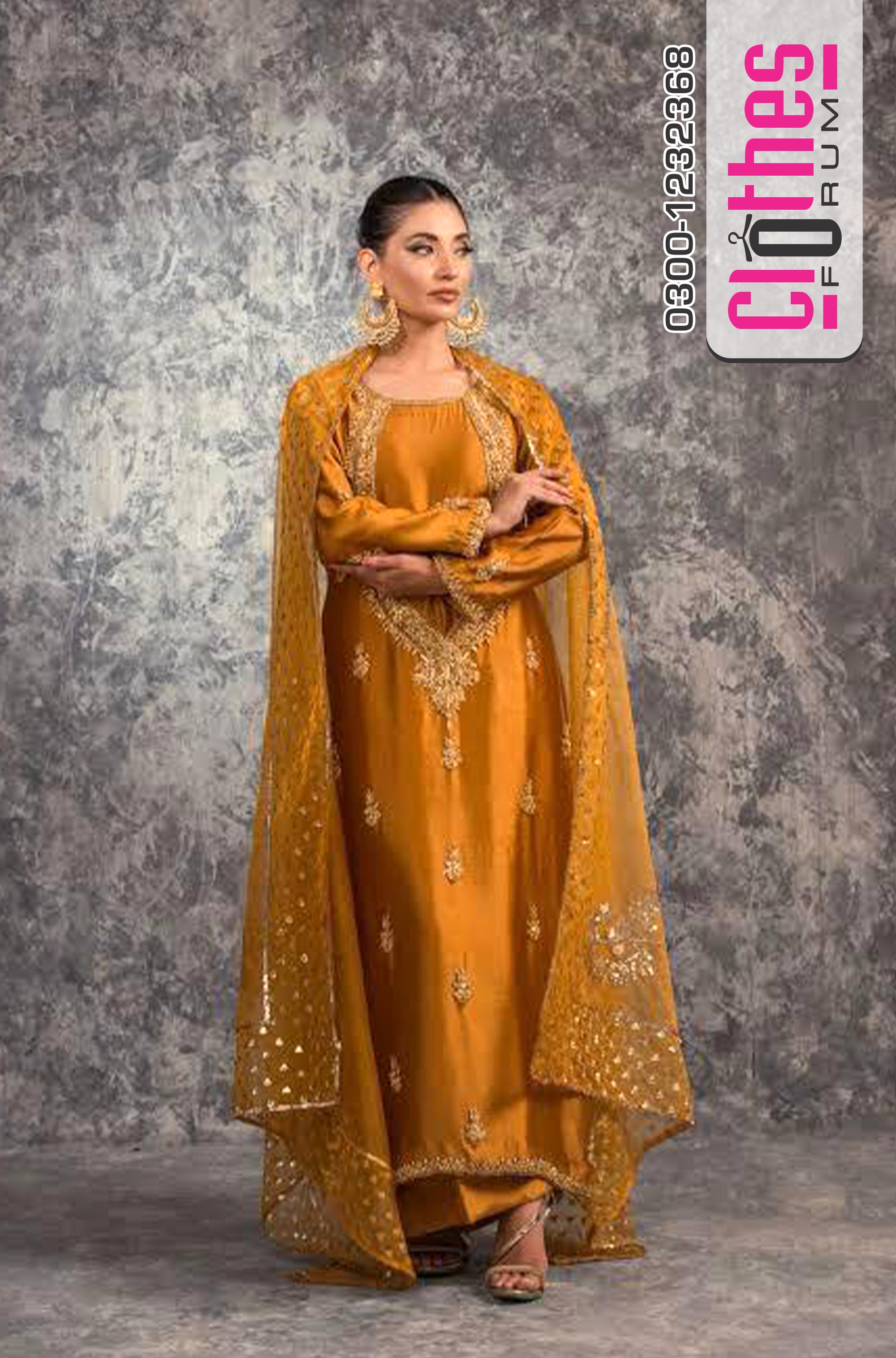 Sehrish Nadeem – Majestic Mustard Gold Embroidered Wedding Ensemble | Most Awaited Wedding Edition
