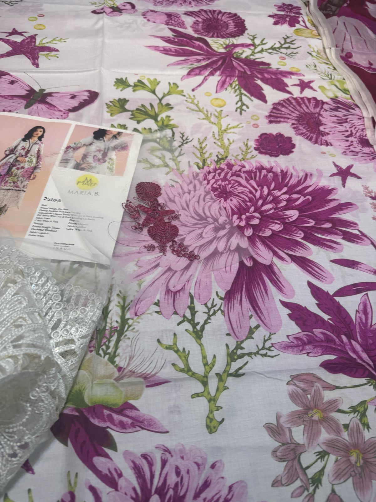 Maria B MPrint Embroidered Lawn Dress | Chiffon Dupatta | Spring Summer ’25
