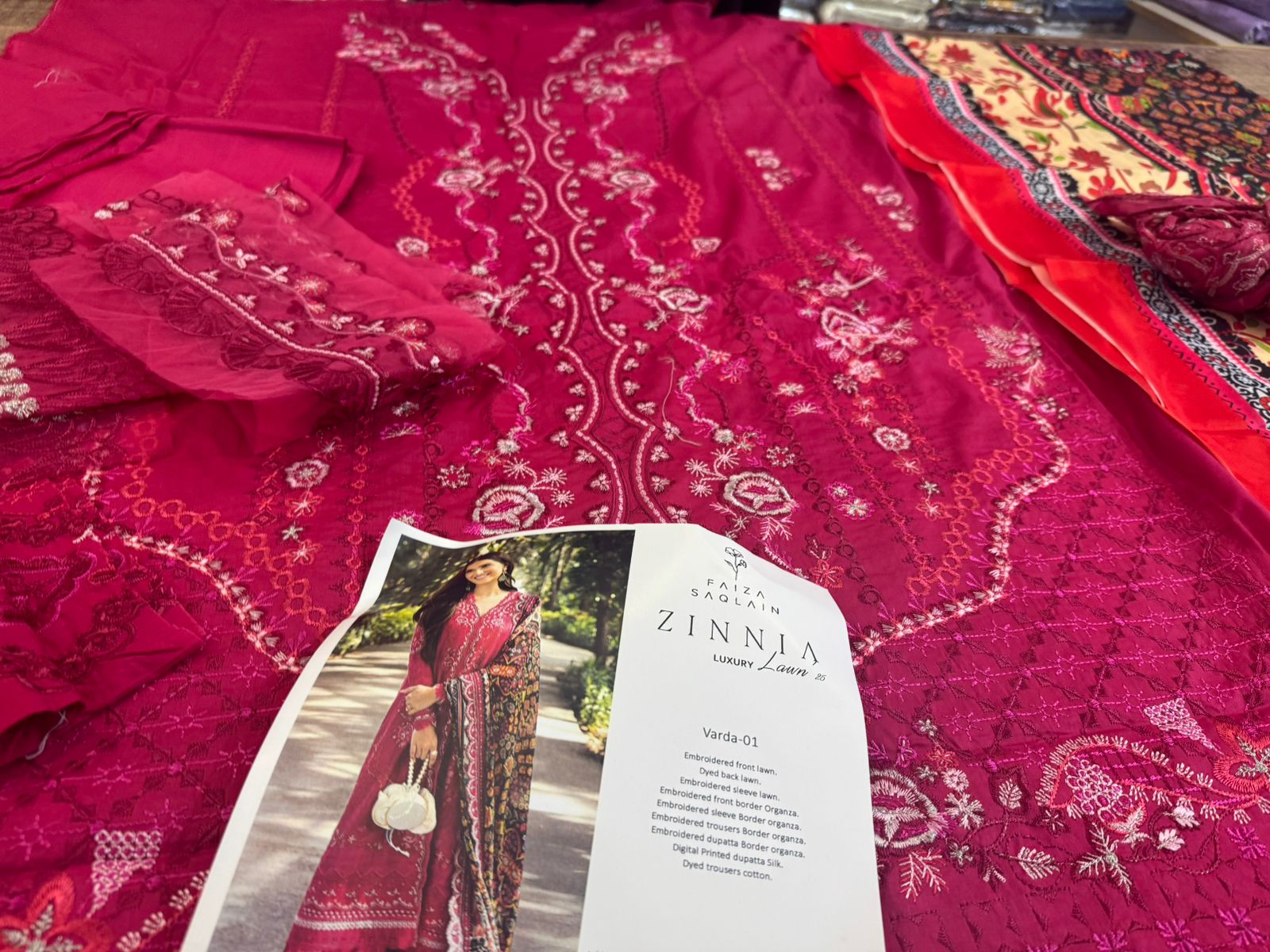 Faiza Saqlain Luxury Lawn – Fuchsia Blossom with Folk Art Dupatta | Summer '25 Statement