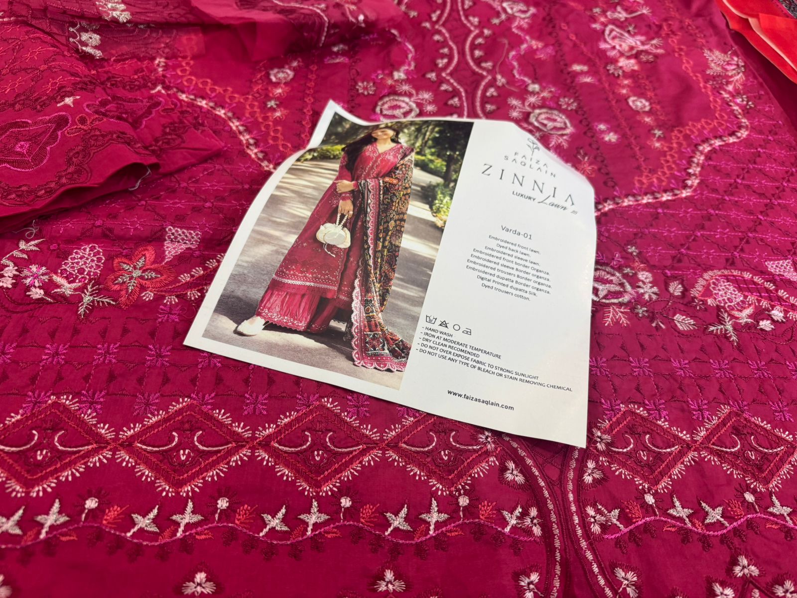 Faiza Saqlain Luxury Lawn – Fuchsia Blossom with Folk Art Dupatta | Summer '25 Statement