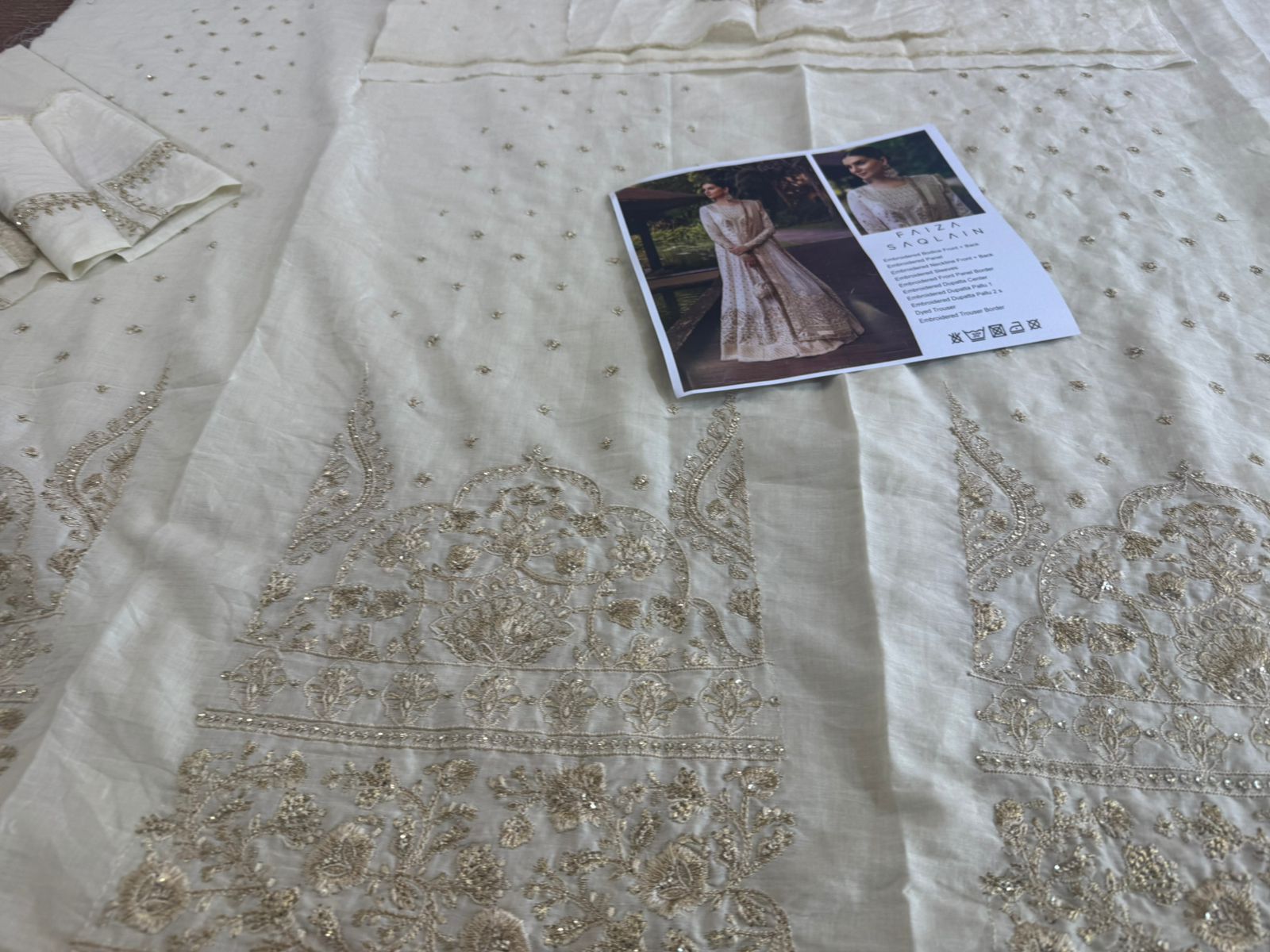 Faiza Saqlain Luxury Lawn – Mustard Kurta & Off-White Set | Summer Elegance 2025