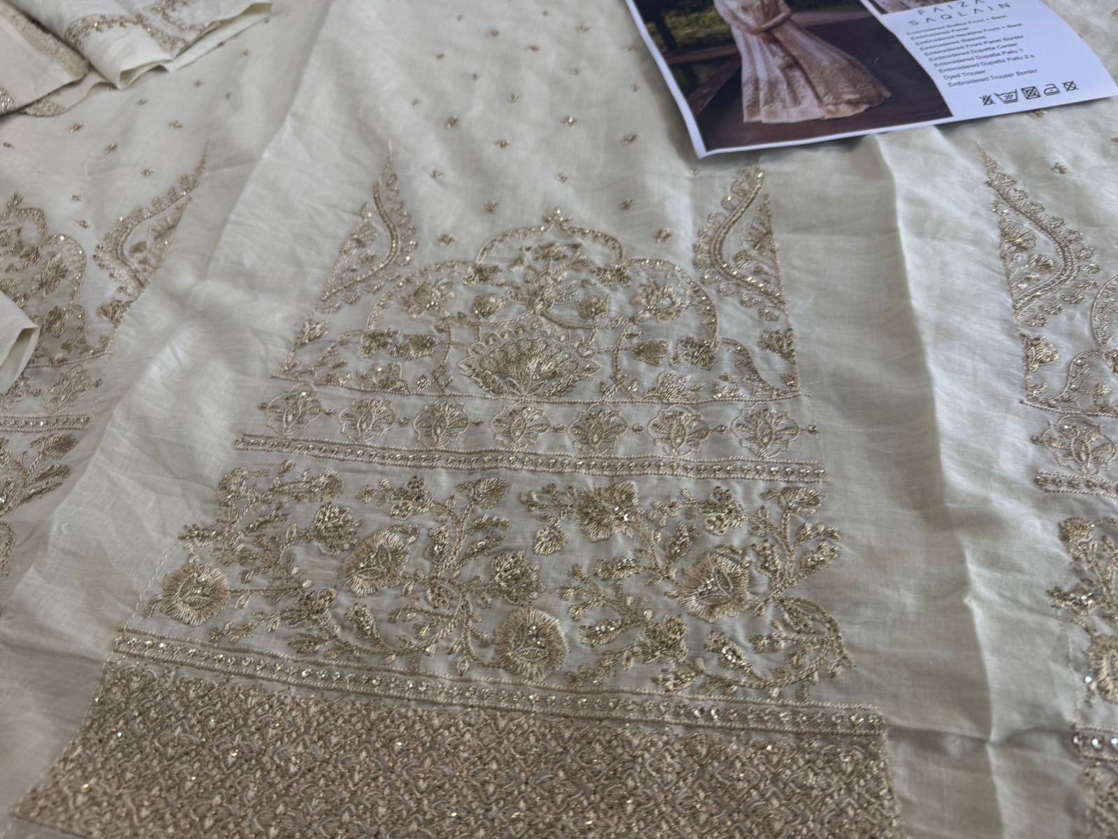 Faiza Saqlain Luxury Lawn – Mustard Kurta & Off-White Set | Summer Elegance 2025