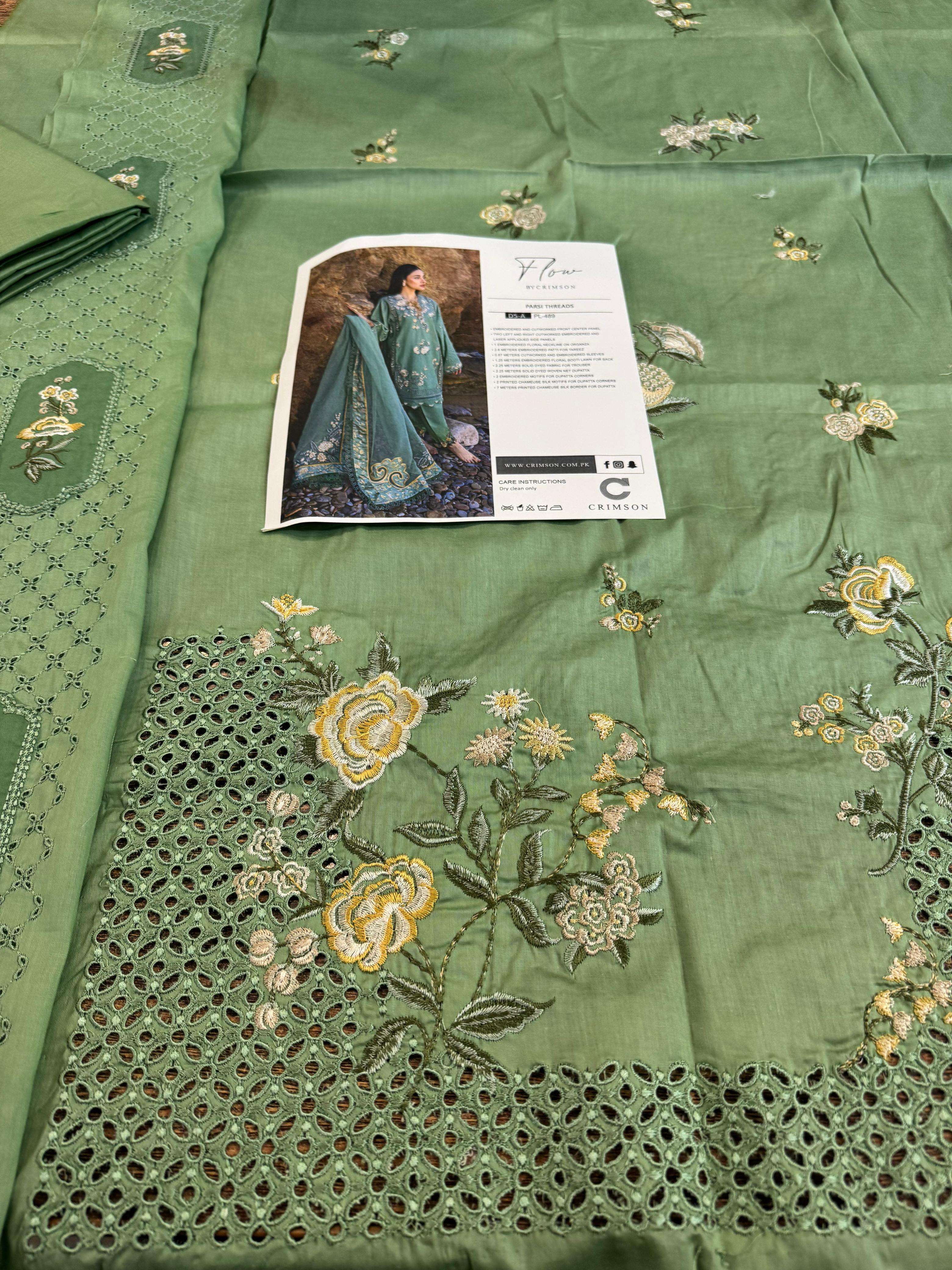 Crimson Wonder Range Sage Green Lawn Suit – EID Collection 2025 | Flow by Crimson