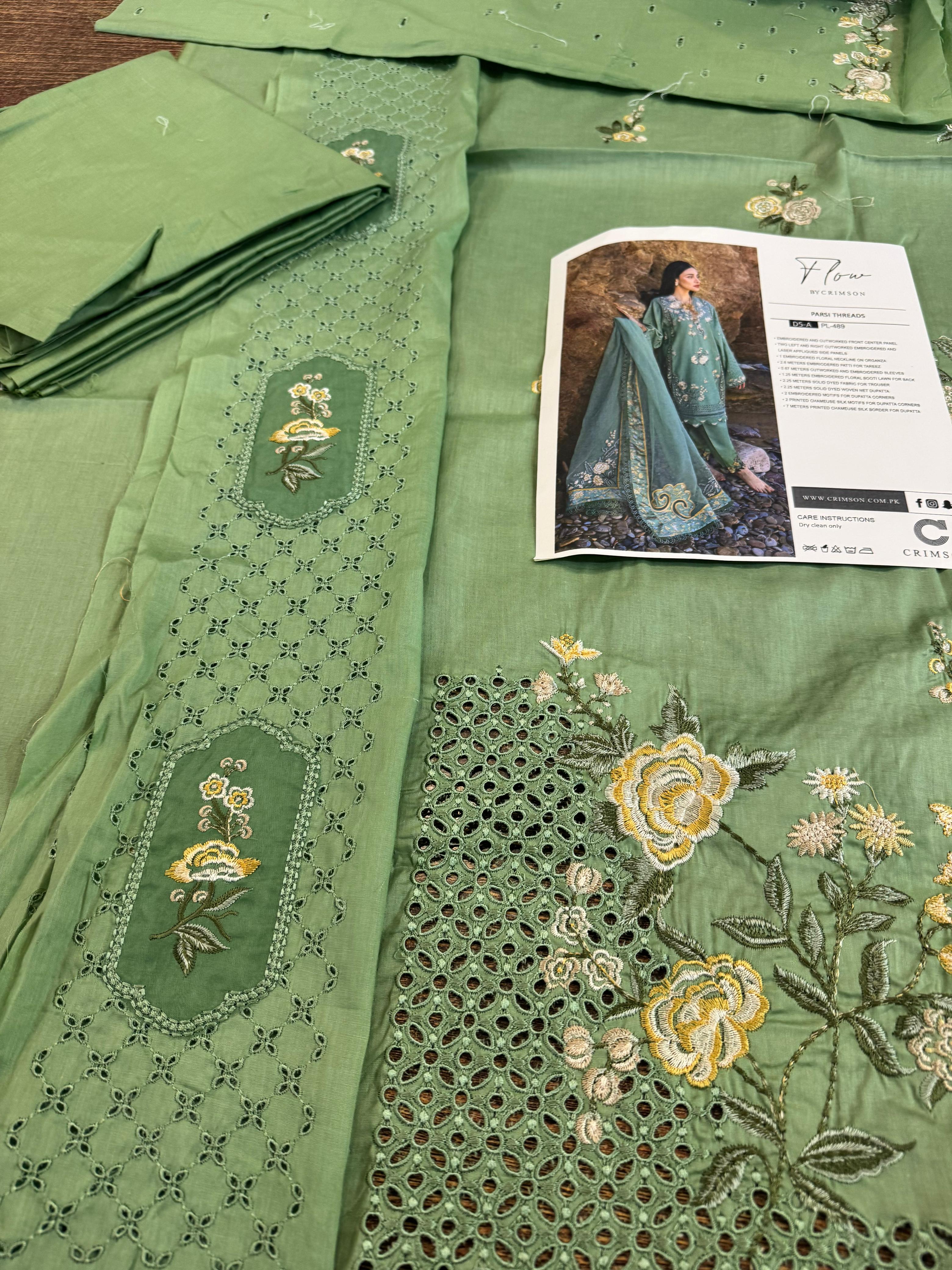 Crimson Wonder Range Sage Green Lawn Suit – EID Collection 2025 | Flow by Crimson