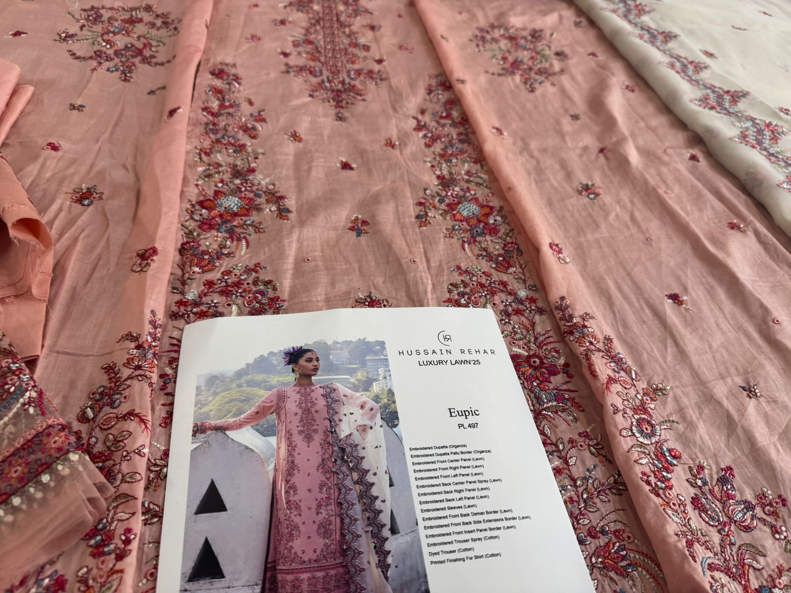 Hussain Rehar Luxury Lawn ’25 – Blush Bloom in Signature Pink Elegance