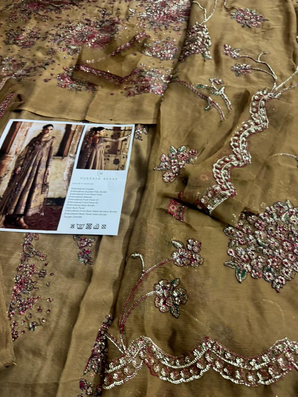 Hussain Rehar Beige Chiffon Pishwas – Massarat Festive Wedding Collection ’25