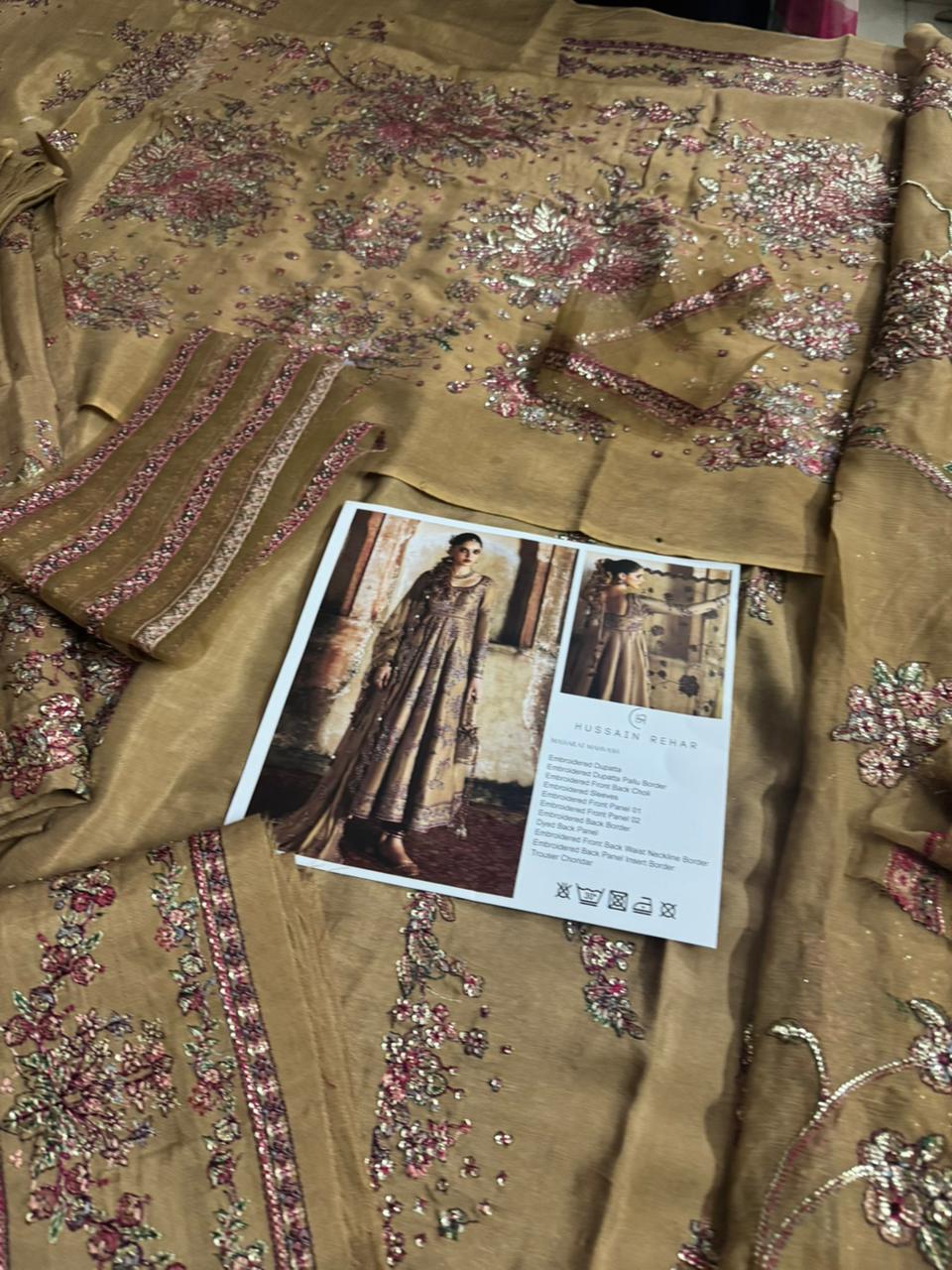 Hussain Rehar Beige Chiffon Pishwas – Massarat Festive Wedding Collection ’25