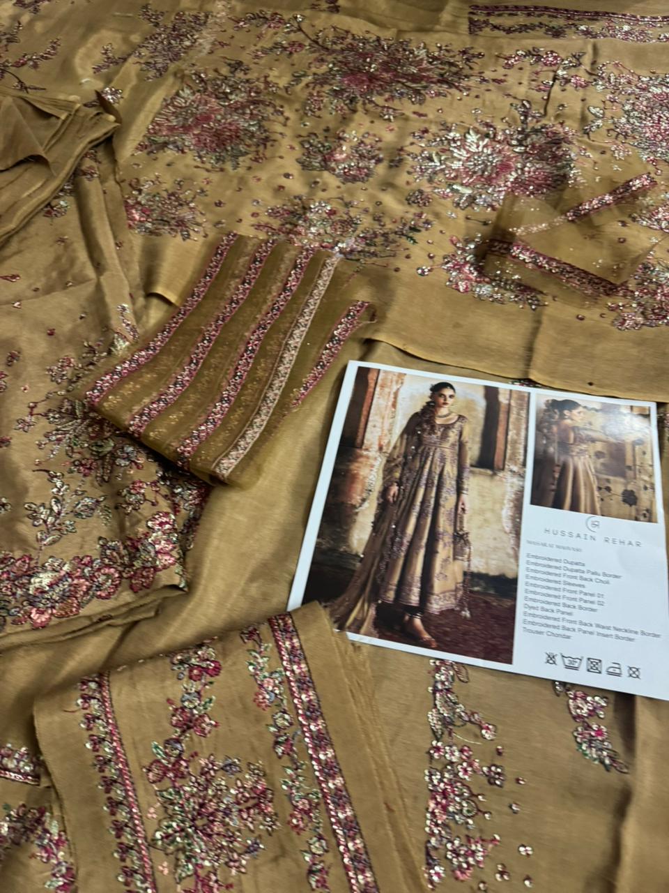 Hussain Rehar Beige Chiffon Pishwas – Massarat Festive Wedding Collection ’25