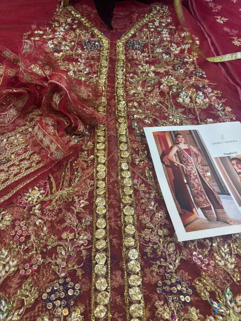 Saira Shakira Regalia – Maroon Chiffon Bridal Outfit | New Wedding Edition