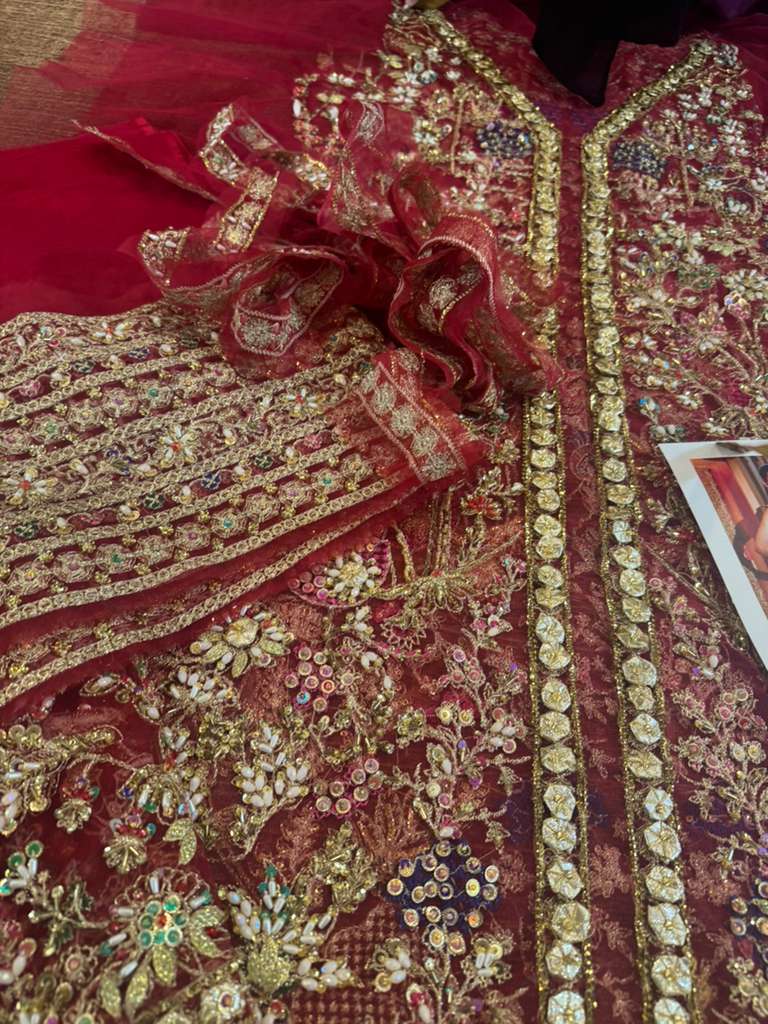Saira Shakira Regalia – Maroon Chiffon Bridal Outfit | New Wedding Edition
