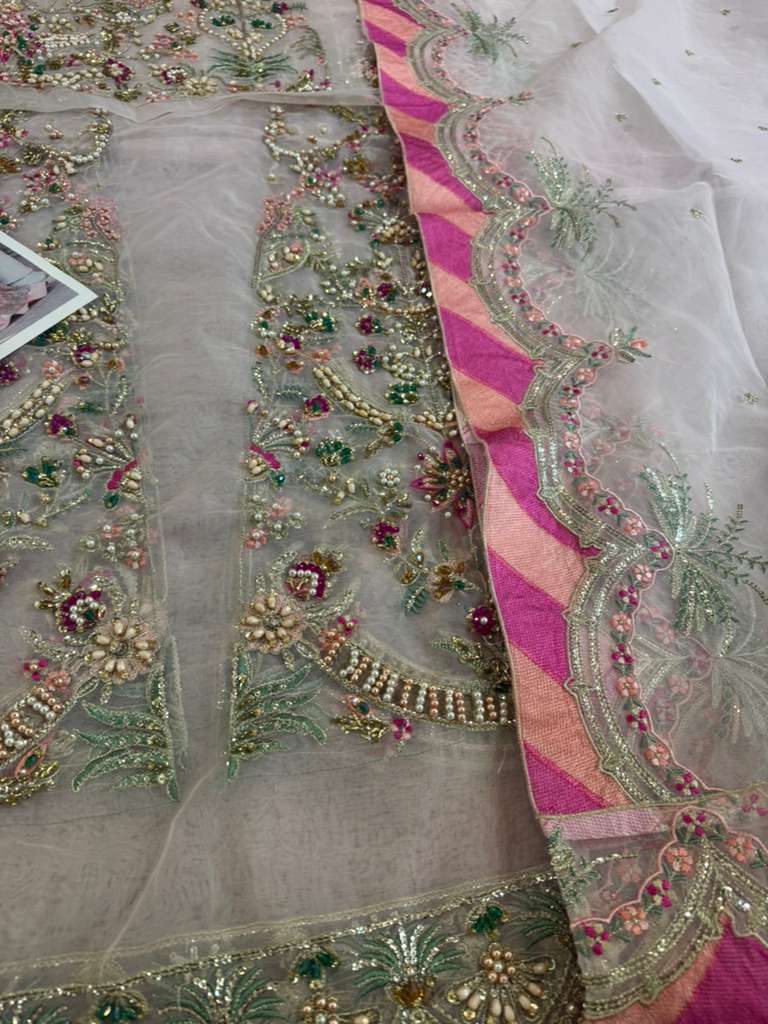 Fozia Khalid Pink Wedding Maxi – Hand-Embellished Bridal Pishwas with Dupatta