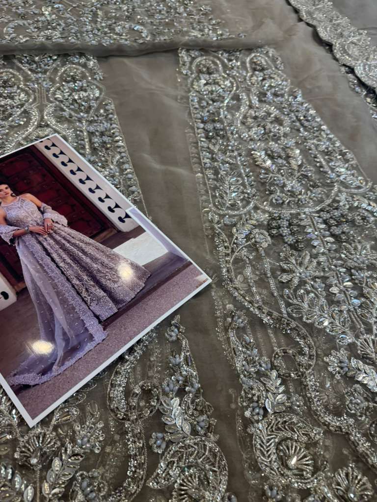 Kanwal Malik Grey Chiffon Bridal Dress – Luxury Wedding Edition Gown