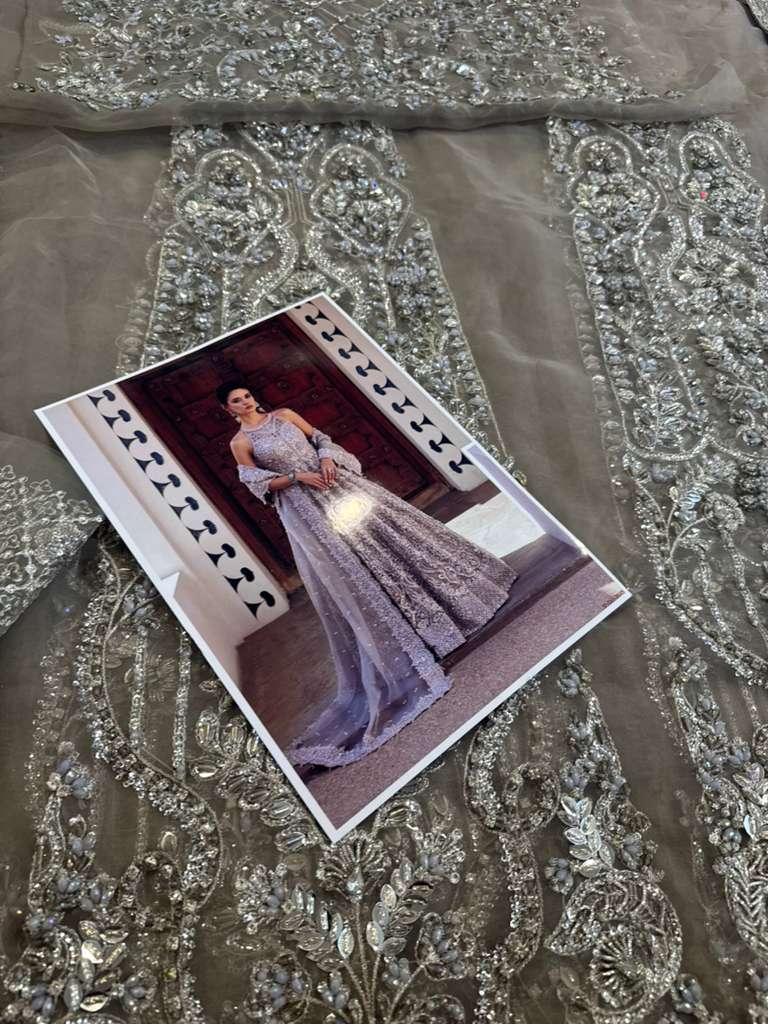 Kanwal Malik Grey Chiffon Bridal Dress – Luxury Wedding Edition Gown