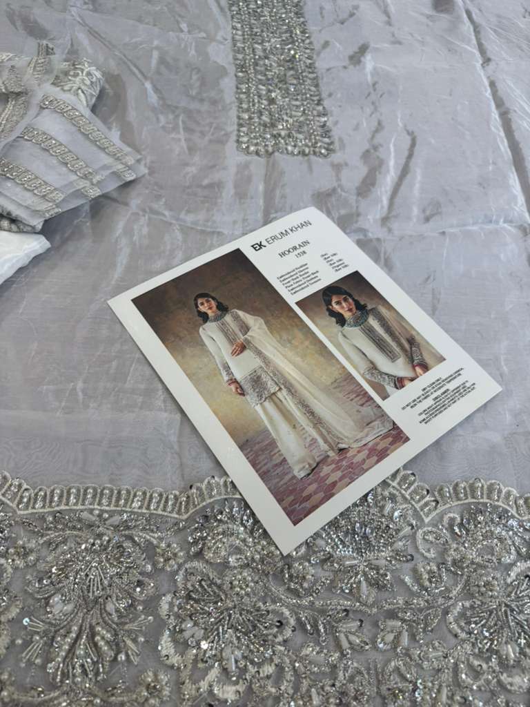 Erum Khan White Chiffon Bridal Dress – Elegant Wedding Edition Ensemble