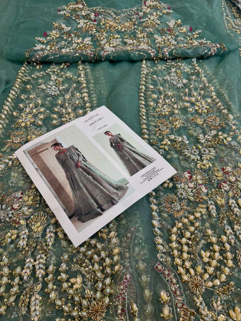 Suffuse by Sana Yasir White Chiffon Bridal Dress – Hand-Embellished Wedding Edition