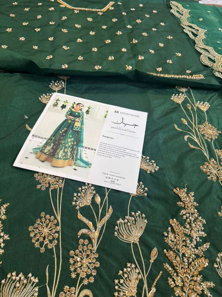 Erum Khan Emerald Green Bridal Chiffon – Elegant Lehenga Choli Wedding Edition