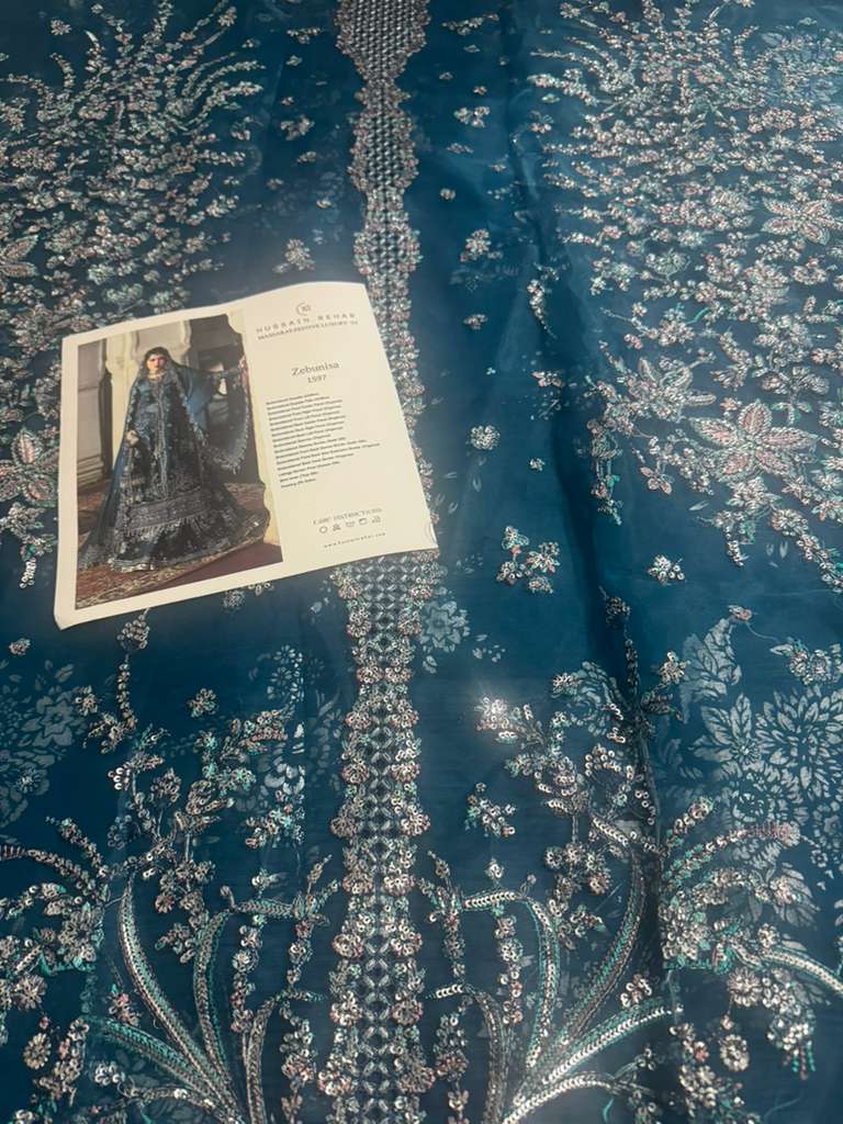 Hussain Rehar Teal Green Organza Ensemble | Festive Sharara Set by Clothes Forum