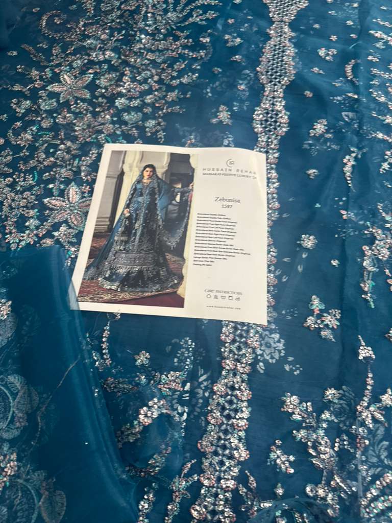 Hussain Rehar Teal Green Organza Ensemble | Festive Sharara Set by Clothes Forum