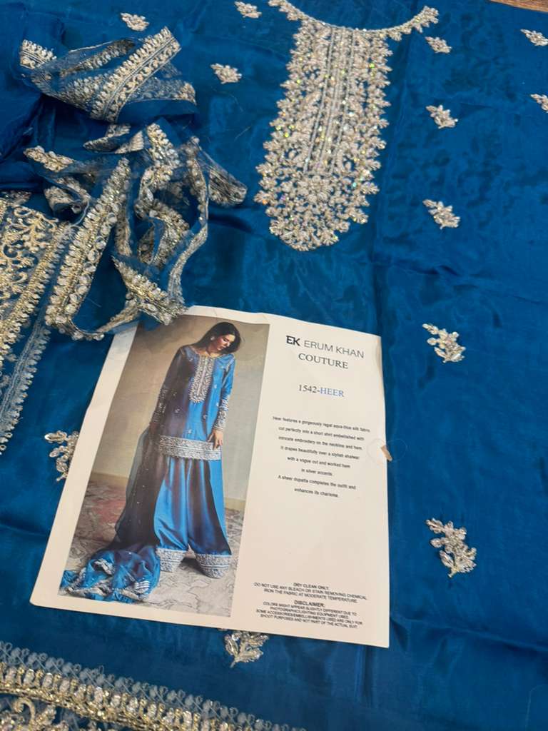 Erum Khan Electric Blue Wedding Edition | Embroidered Chiffon Bridal Wear