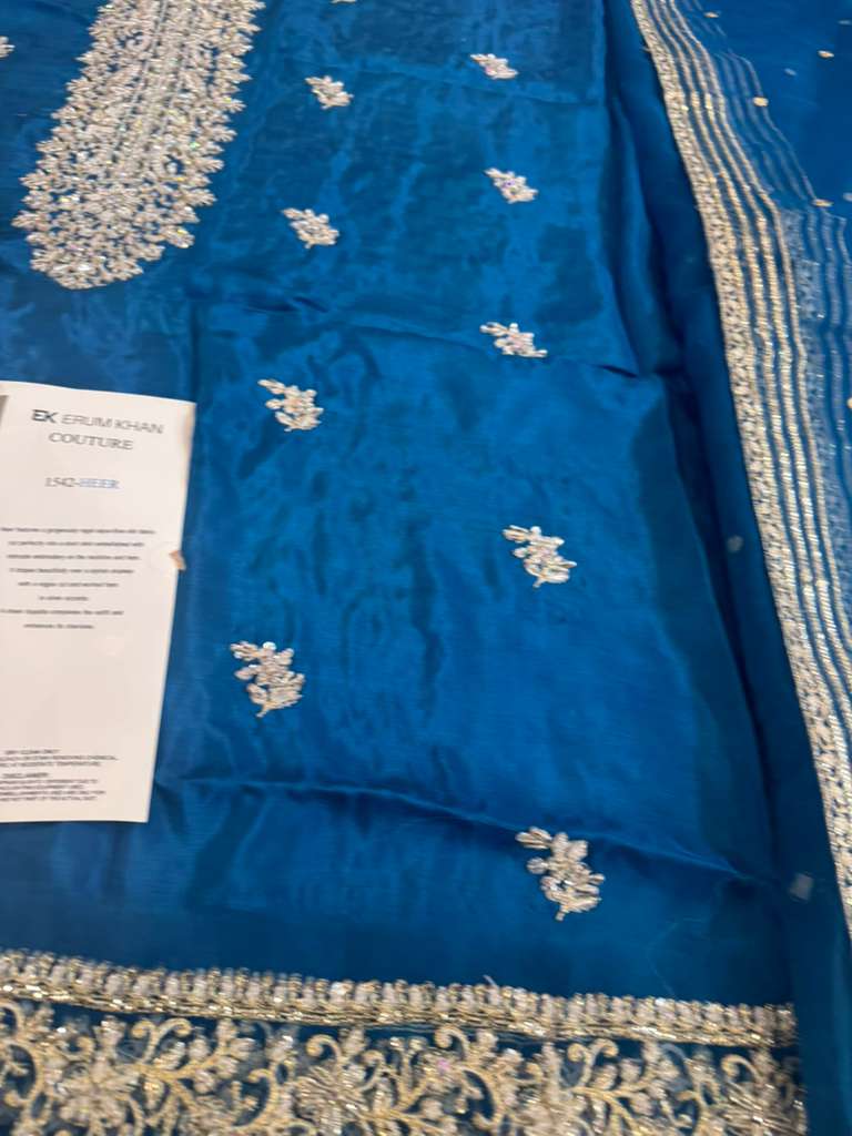 Erum Khan Electric Blue Wedding Edition | Embroidered Chiffon Bridal Wear