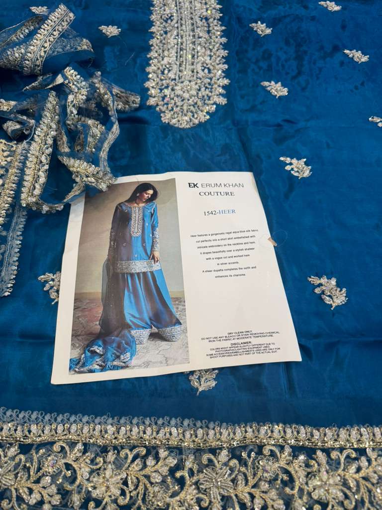 Erum Khan Electric Blue Wedding Edition | Embroidered Chiffon Bridal Wear