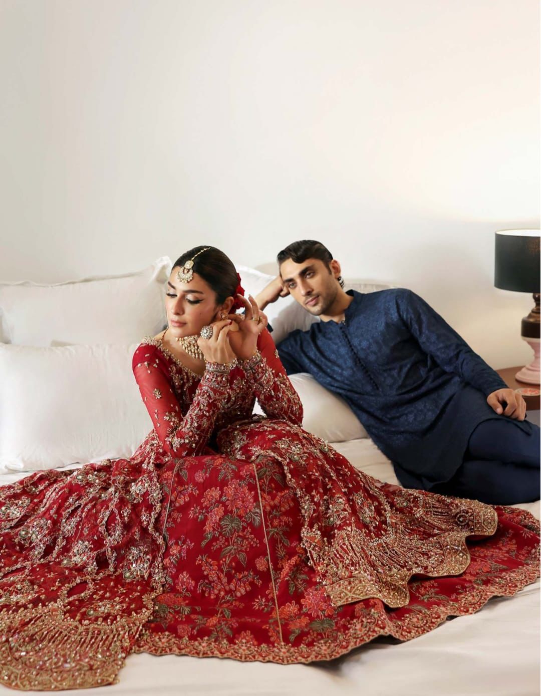 Kanwal Malik Crimson Wedding Dress | Organza Lehenga & Dupatta Set