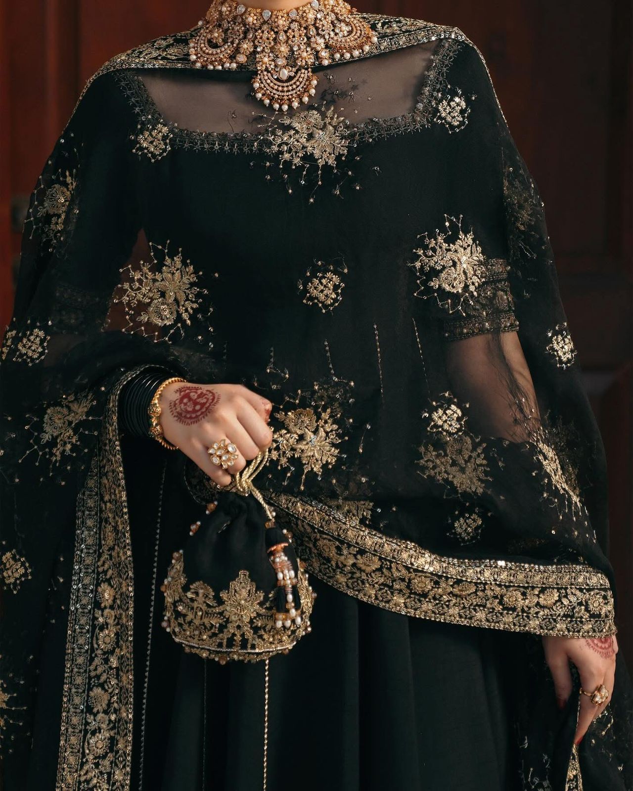 Kanwal Malik Black Wedding Edition Pishwas – Elegant Korean Silk Ensemble
