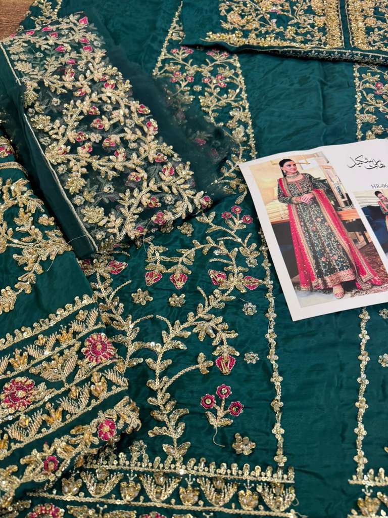 Haris Shakeel Luxury Raw Silk 3 Piece Unstitched Dress – Hand-Embellished Formal Wear