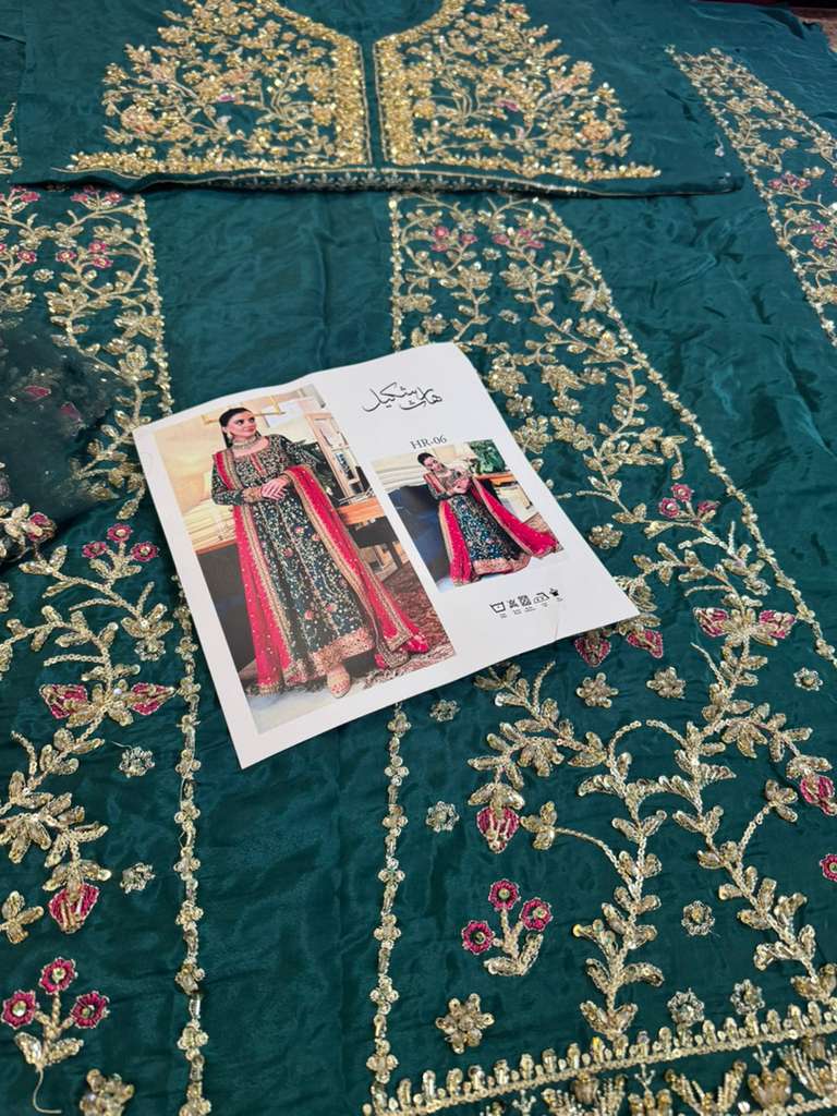 Haris Shakeel Luxury Raw Silk 3 Piece Unstitched Dress – Hand-Embellished Formal Wear