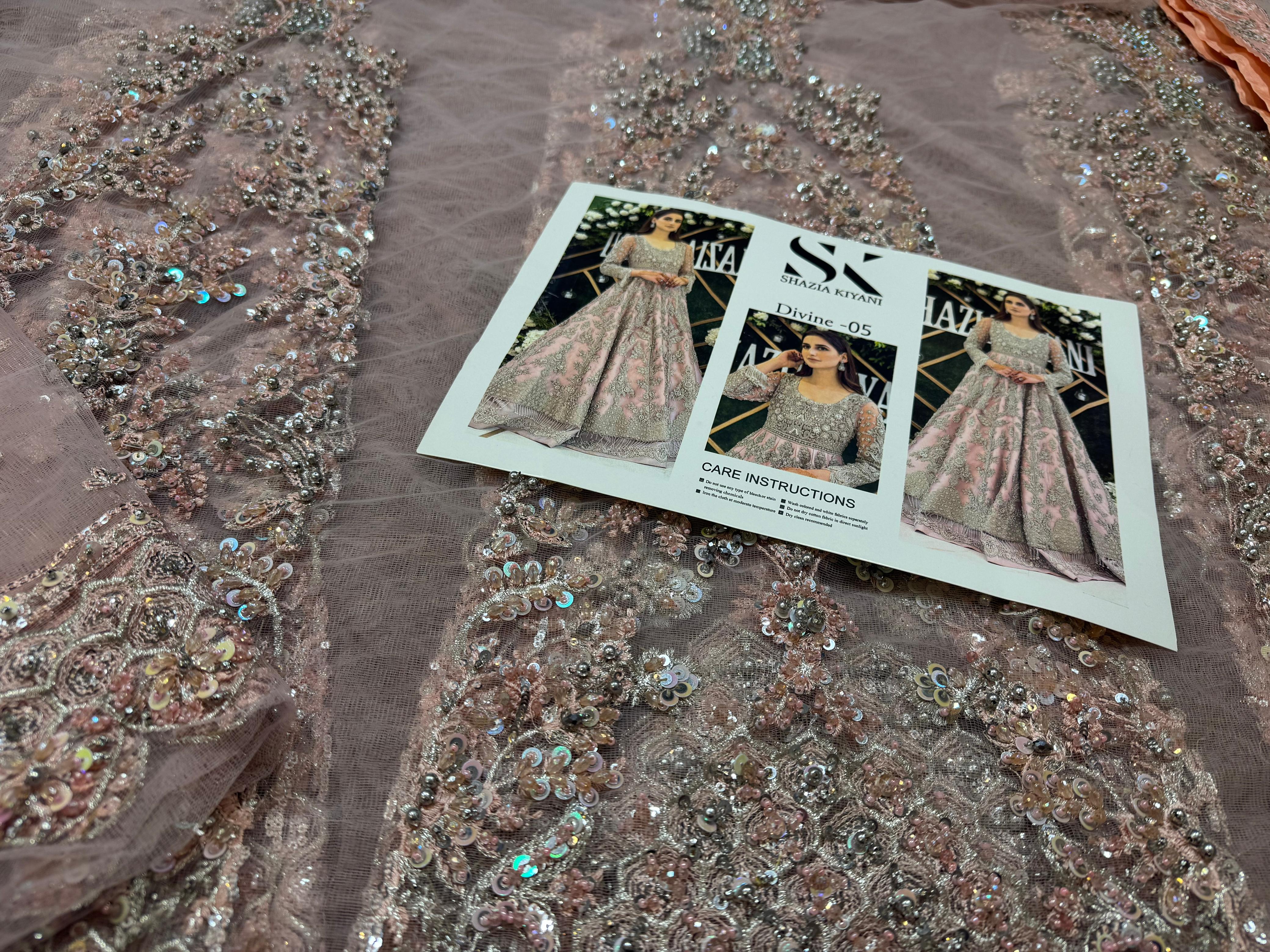 Shazia Kiyani Pale Pink Stokesia Pishwas & Lehenga – Enchanting Bridal Elegance