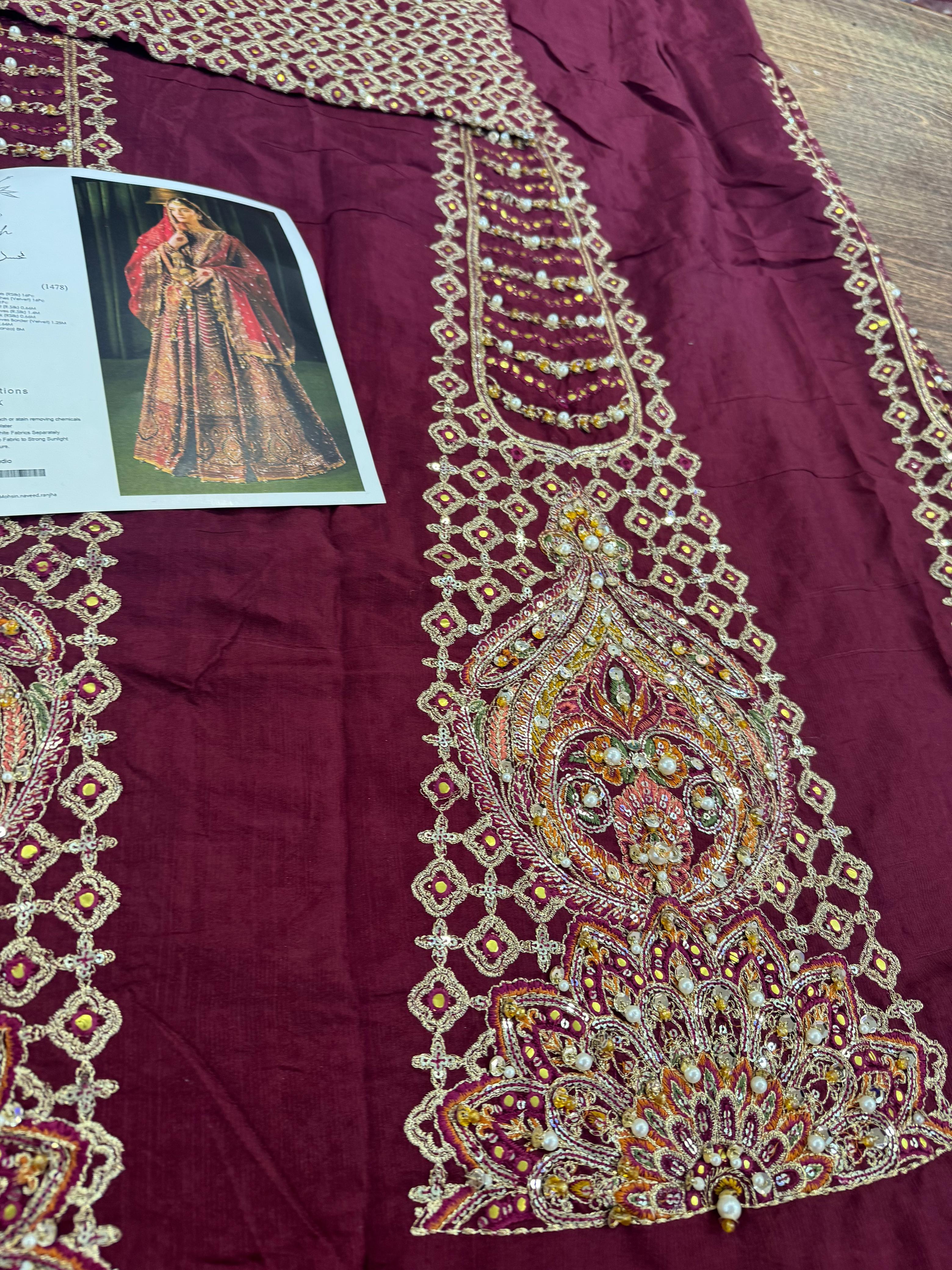 Mohsin Naveed Ranjha Luxury Wedding Edition – Majestic Mehroon & Gold Embroidered Masterpiece