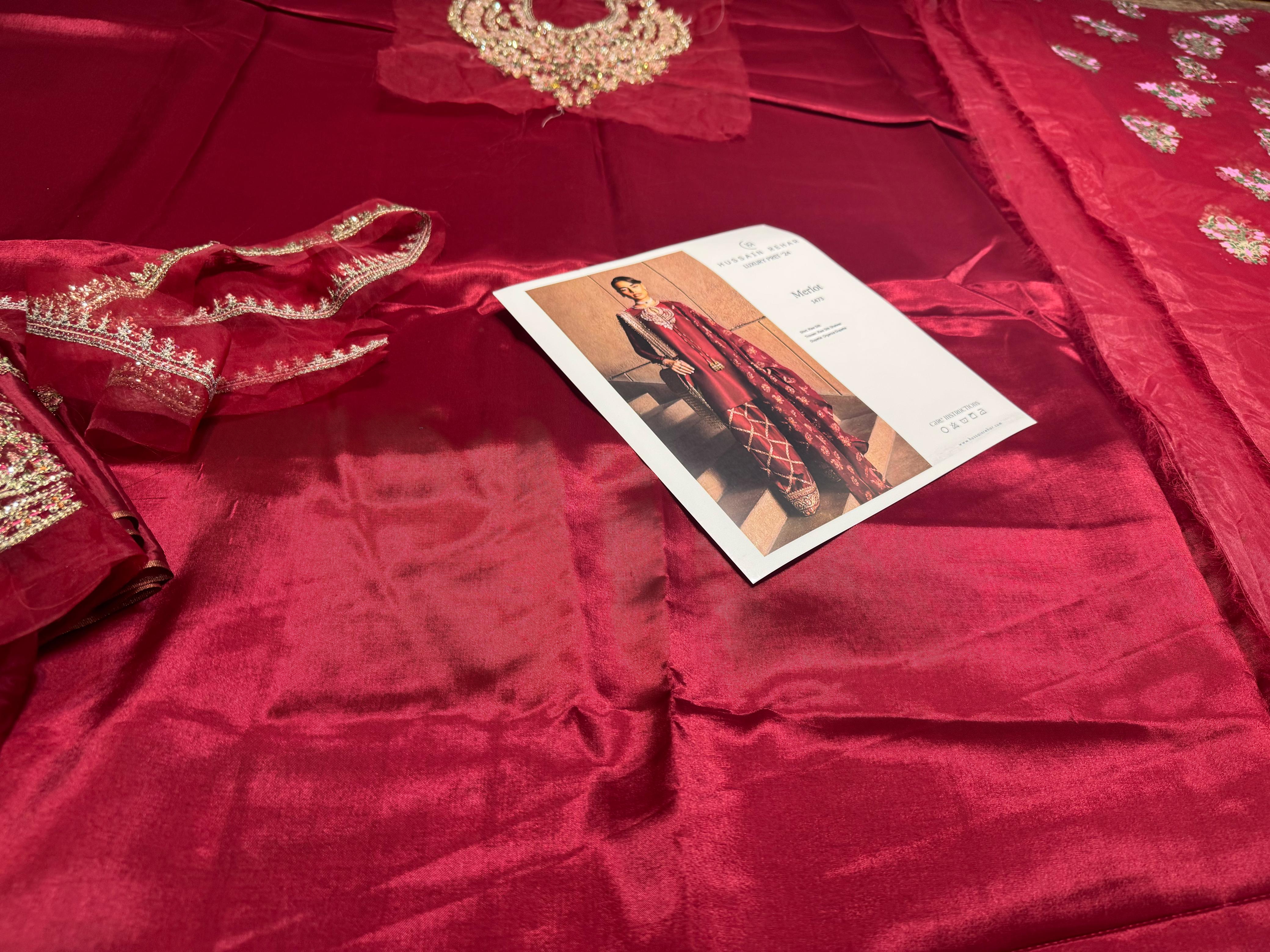 Hussain Rehar – Maroon Majesty | Wedding Edition Luxury Pret Eid '25