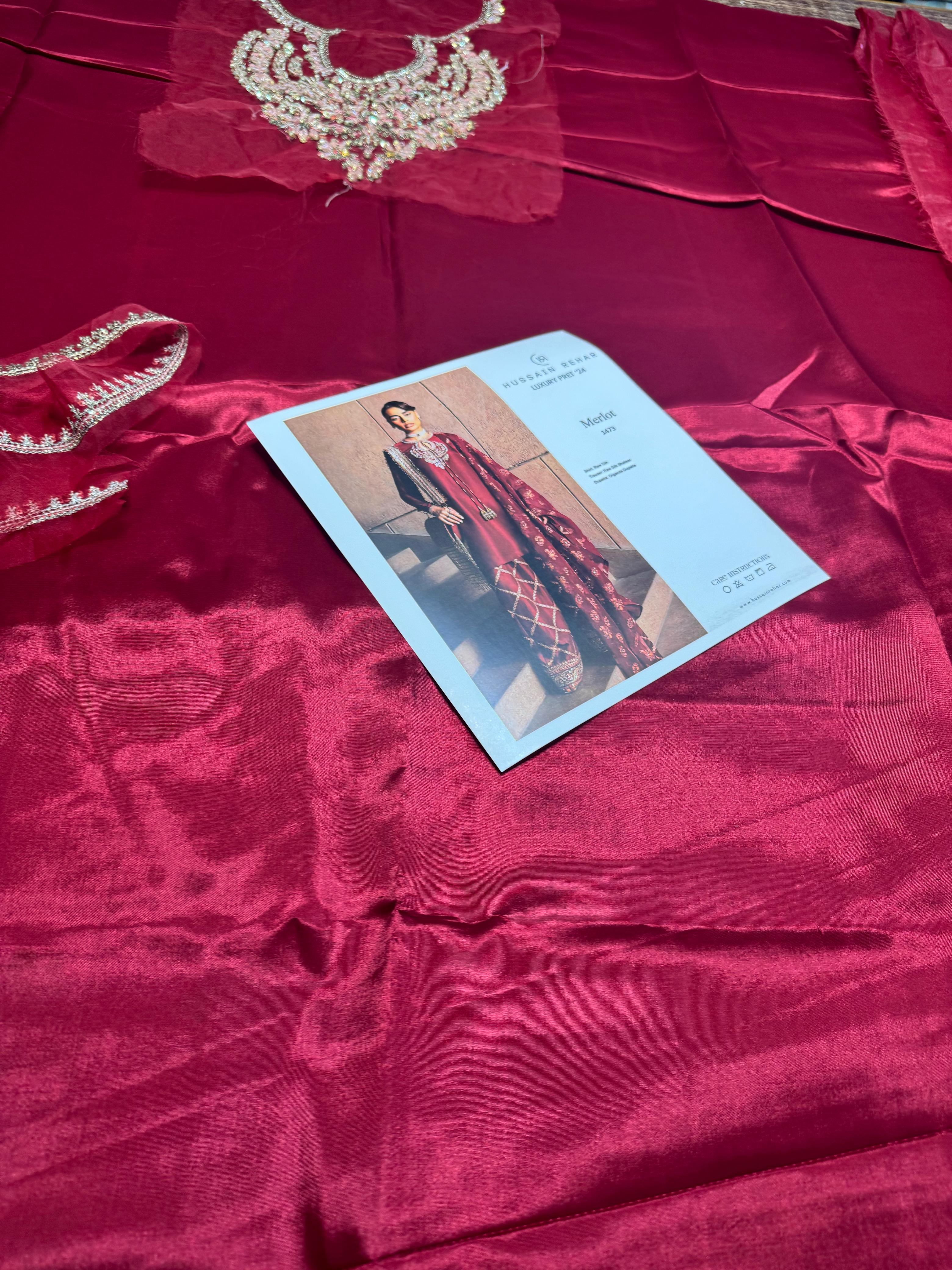 Hussain Rehar – Maroon Majesty | Wedding Edition Luxury Pret Eid '25