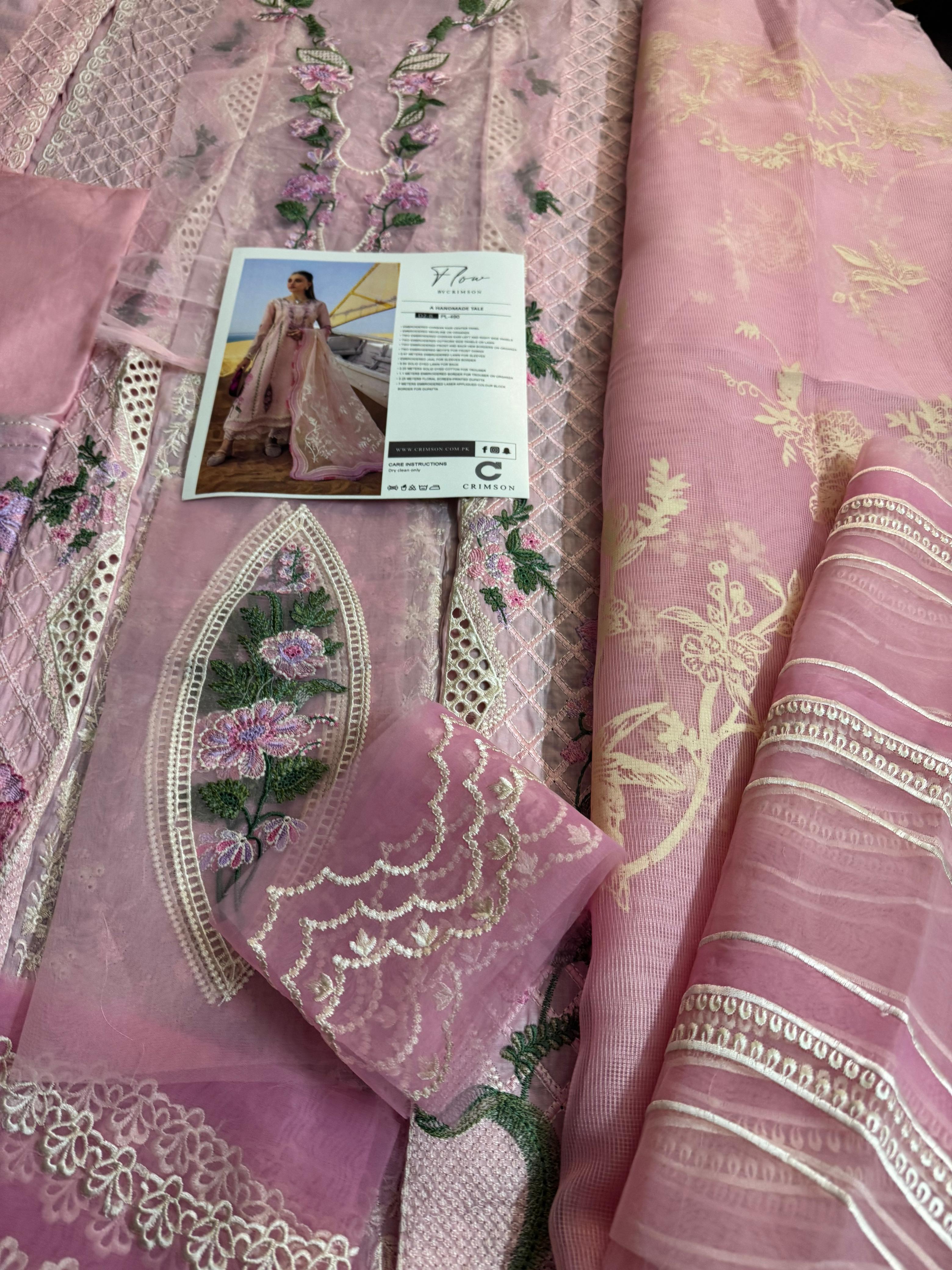 Crimson Flow Lawn Collection | Baby Pink Bloom – A Breath of Summer Elegance