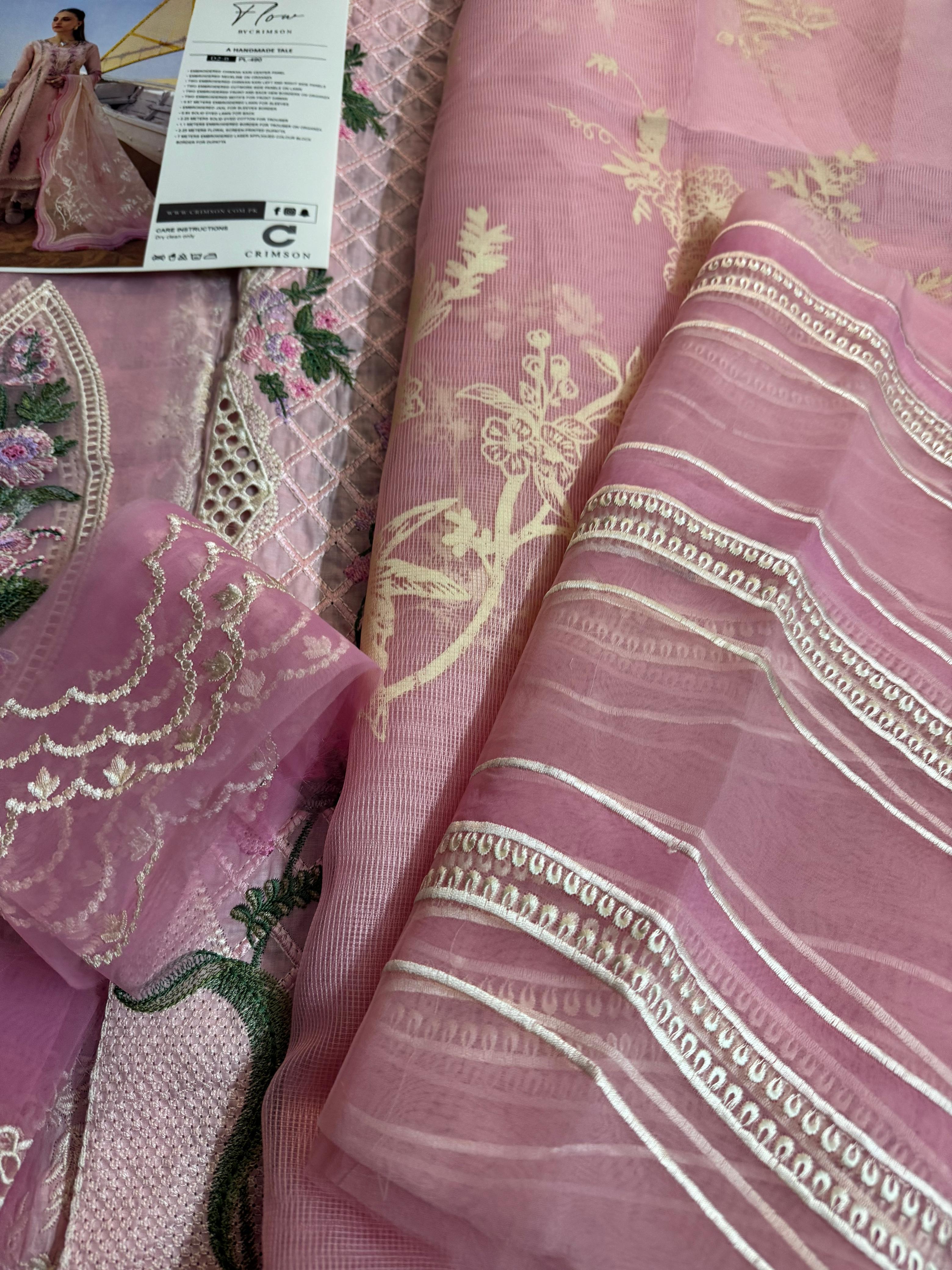 Crimson Flow Lawn Collection | Baby Pink Bloom – A Breath of Summer Elegance