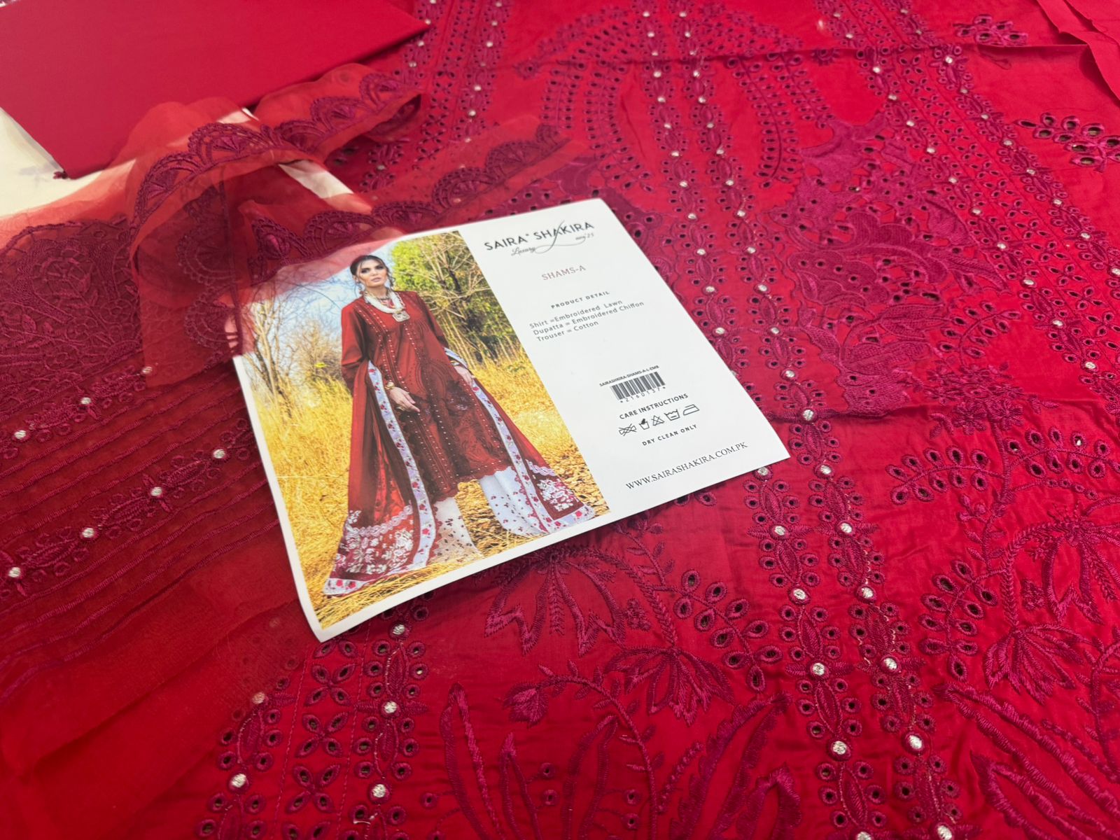 Saira Shakira Luxury Lawn – Crimson Bloom | Summer ’25 Elegance & Embroidered Grace