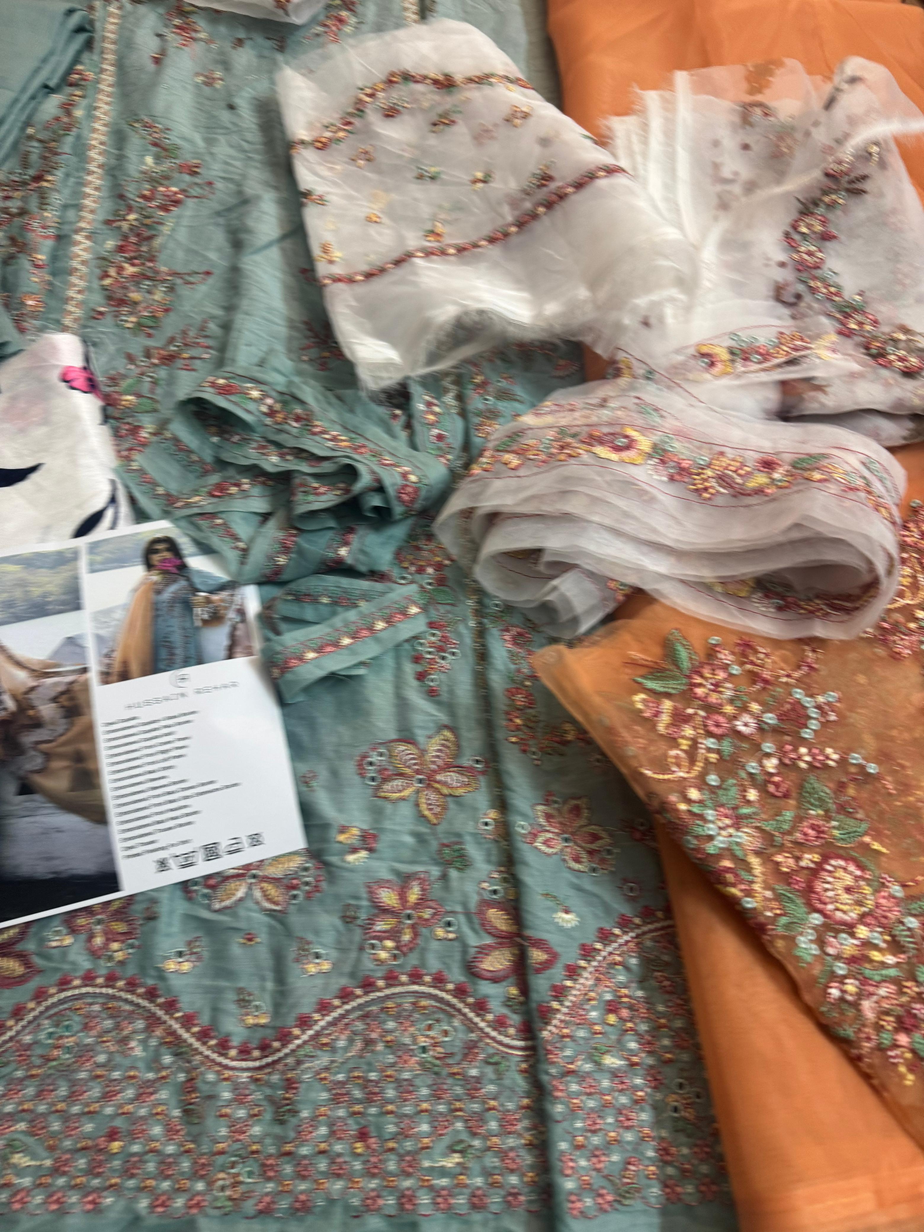 Hussain Rehar Luxury Lawn 2025 – Serene Bloom Embroidered Elegance