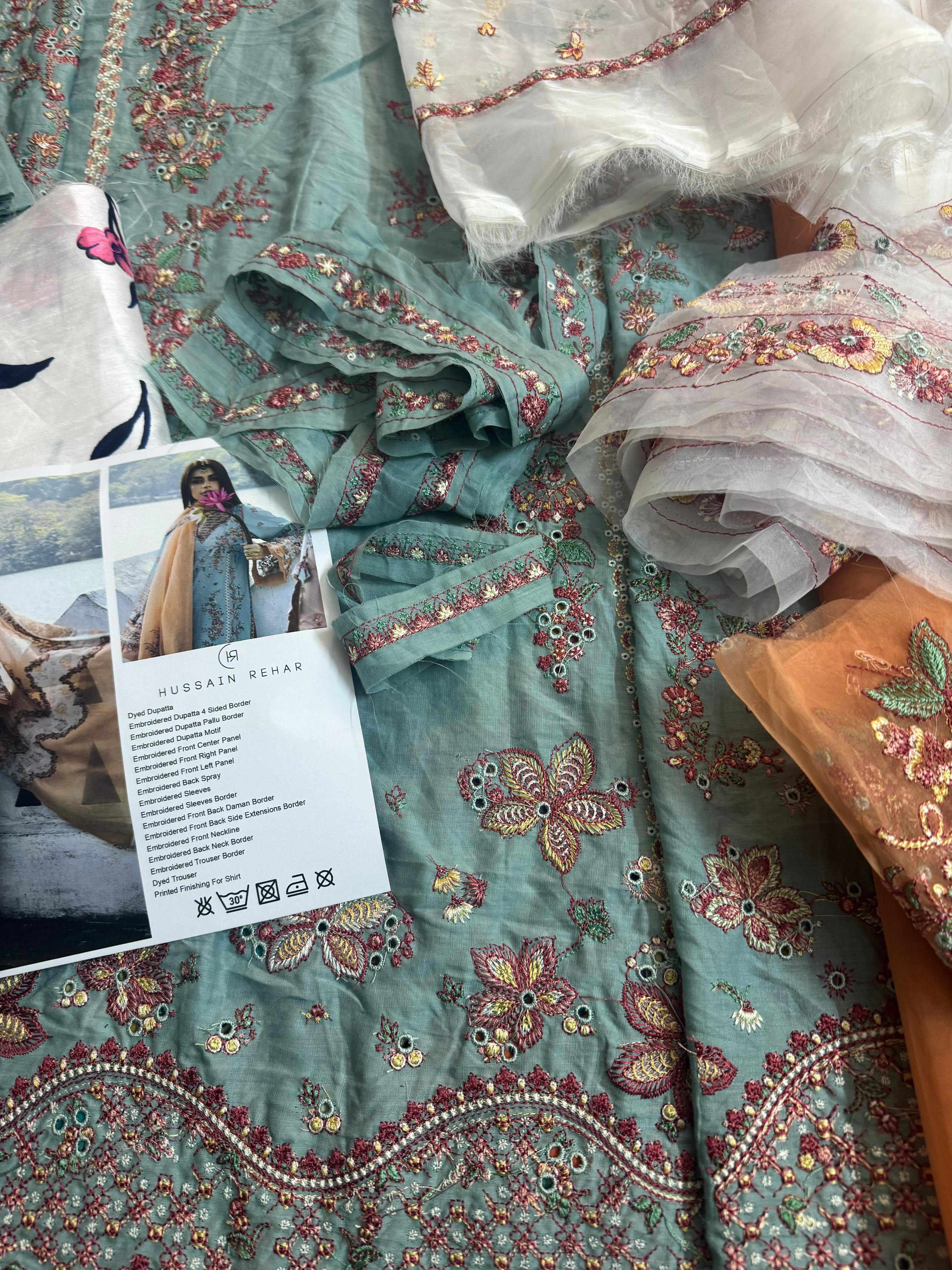 Hussain Rehar Luxury Lawn 2025 – Serene Bloom Embroidered Elegance